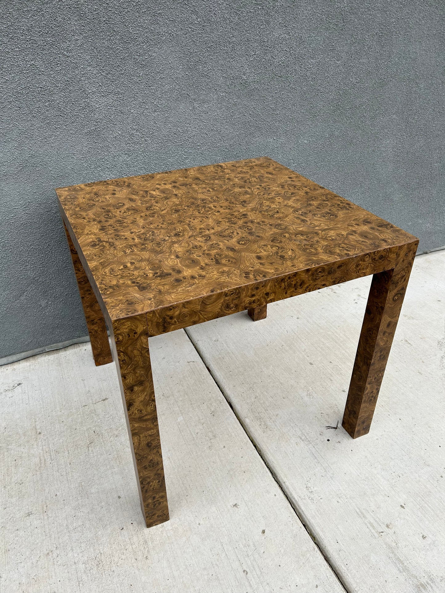 Small Vintage Burl Laminate Dining or Card Table, Circa 1980’s