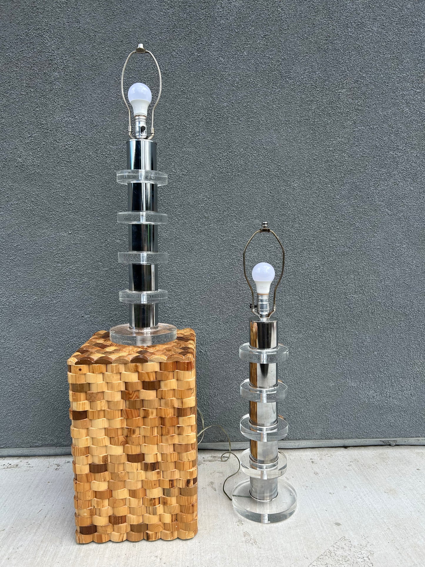 Lucite and Chrome Mid Century Table Lamps