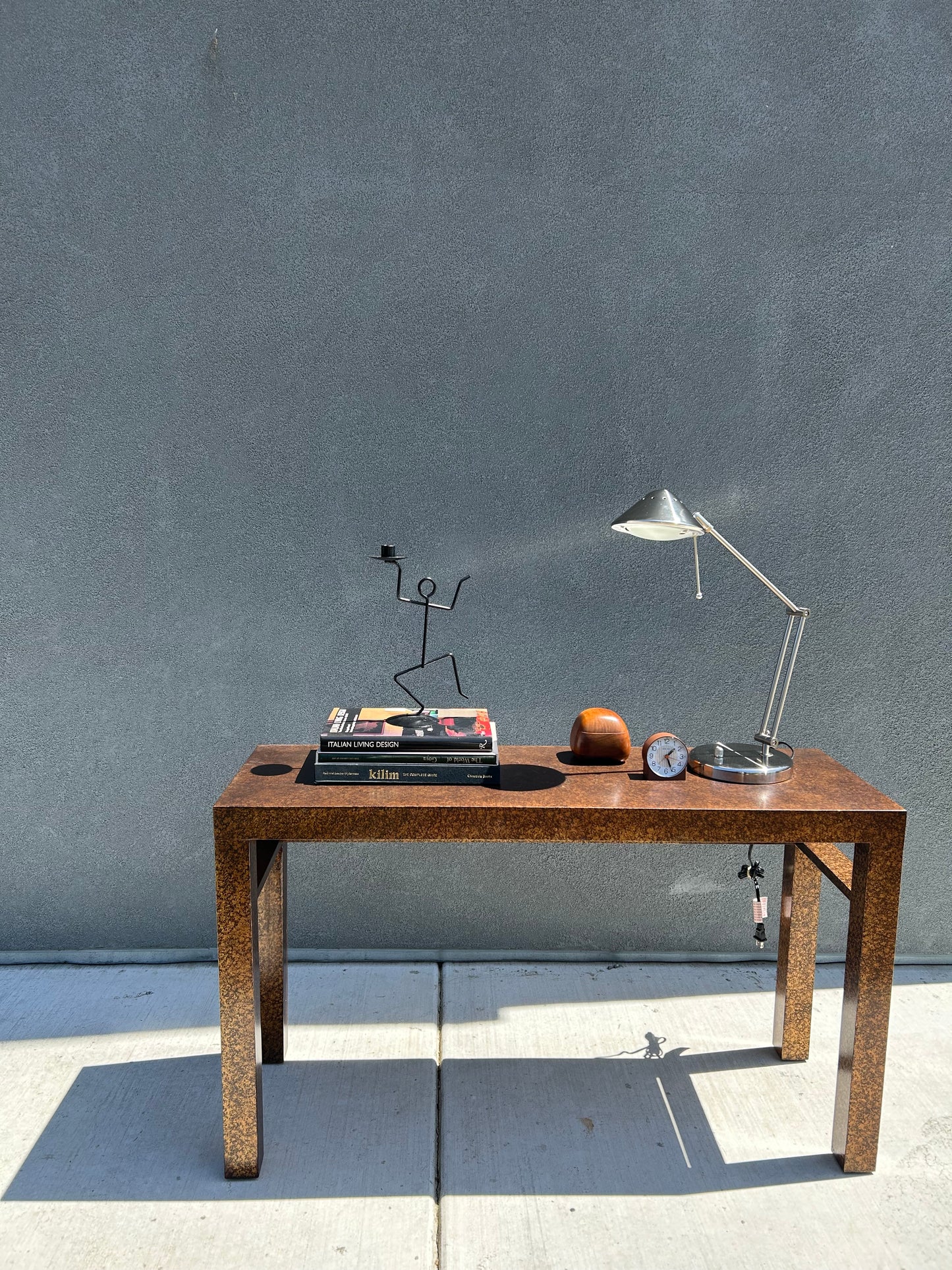 Henredon Mid Century Faux Tortoise Console Table