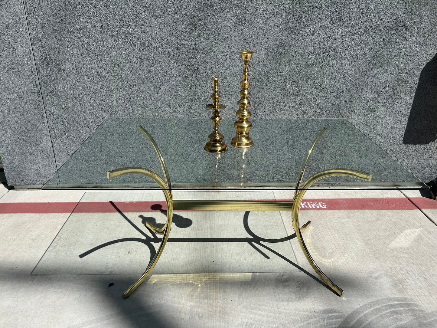 Brass and Glass Dining Table, Italy, Circa 1970s