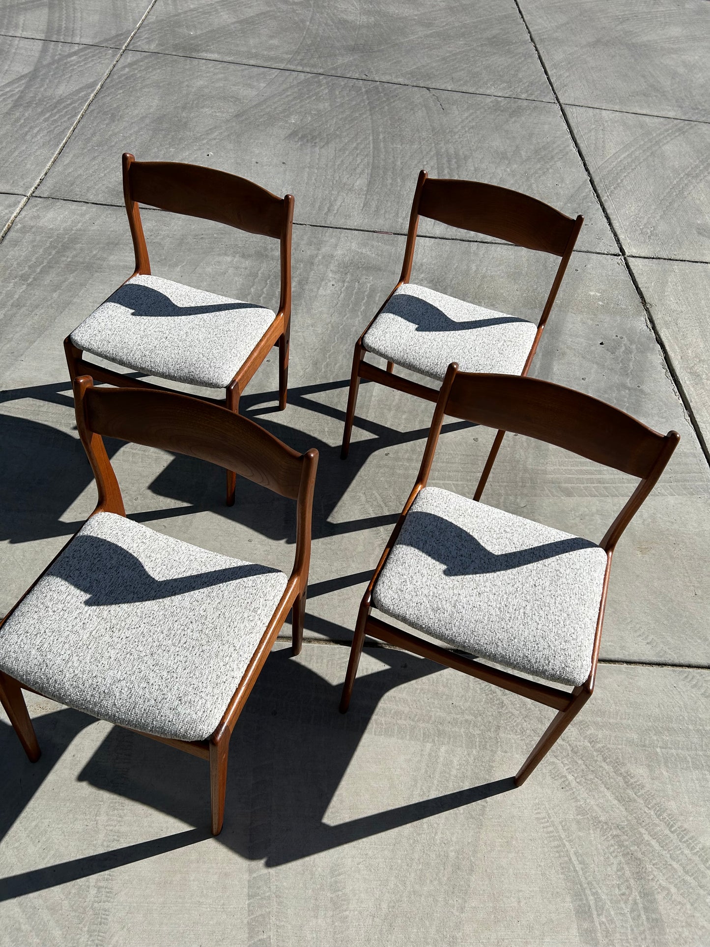 Danish Teak Dining Chairs with New Upholstery, Set of 4