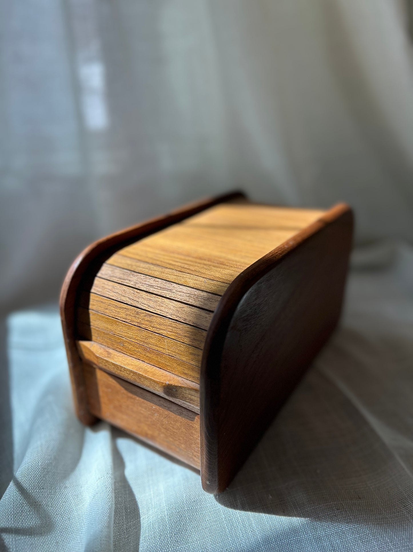 Vintage Kalmar designs Teak Tambour Top Storage Box