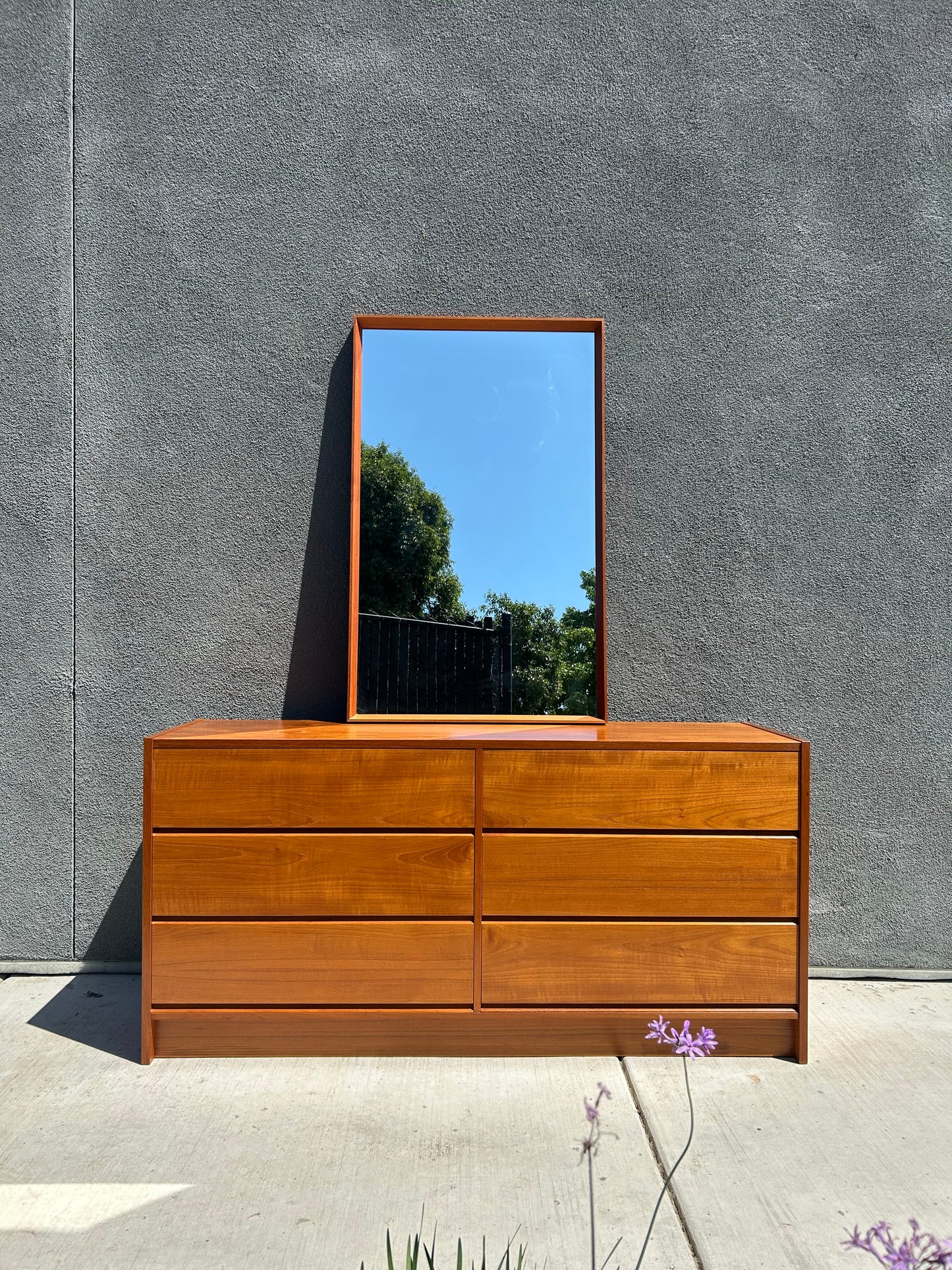 Mid Century Danish Teak Mirror (Dresser Sold), Circa 1970s