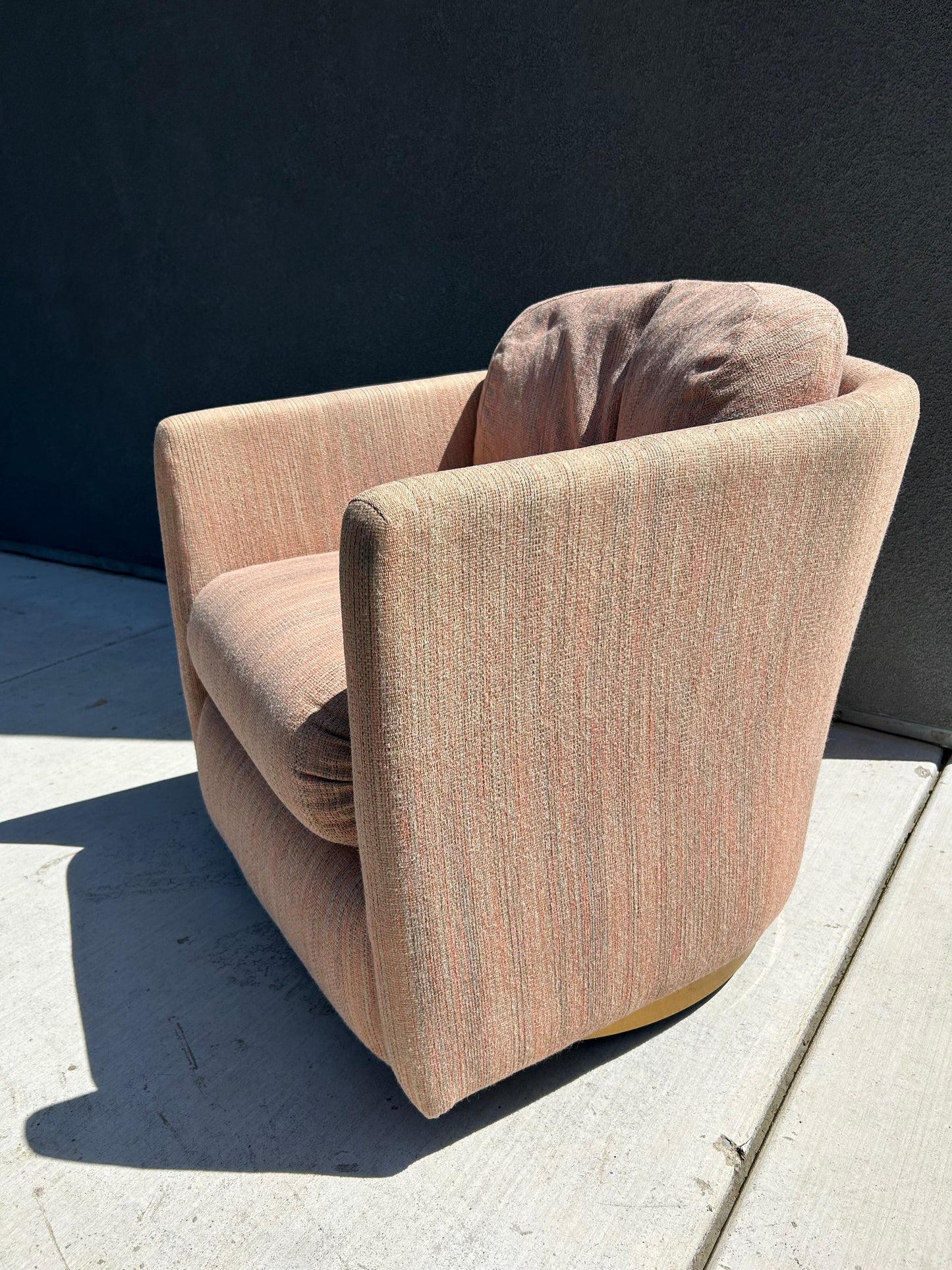 Vintage Pink Club Swivel Chair, Circa 1980s