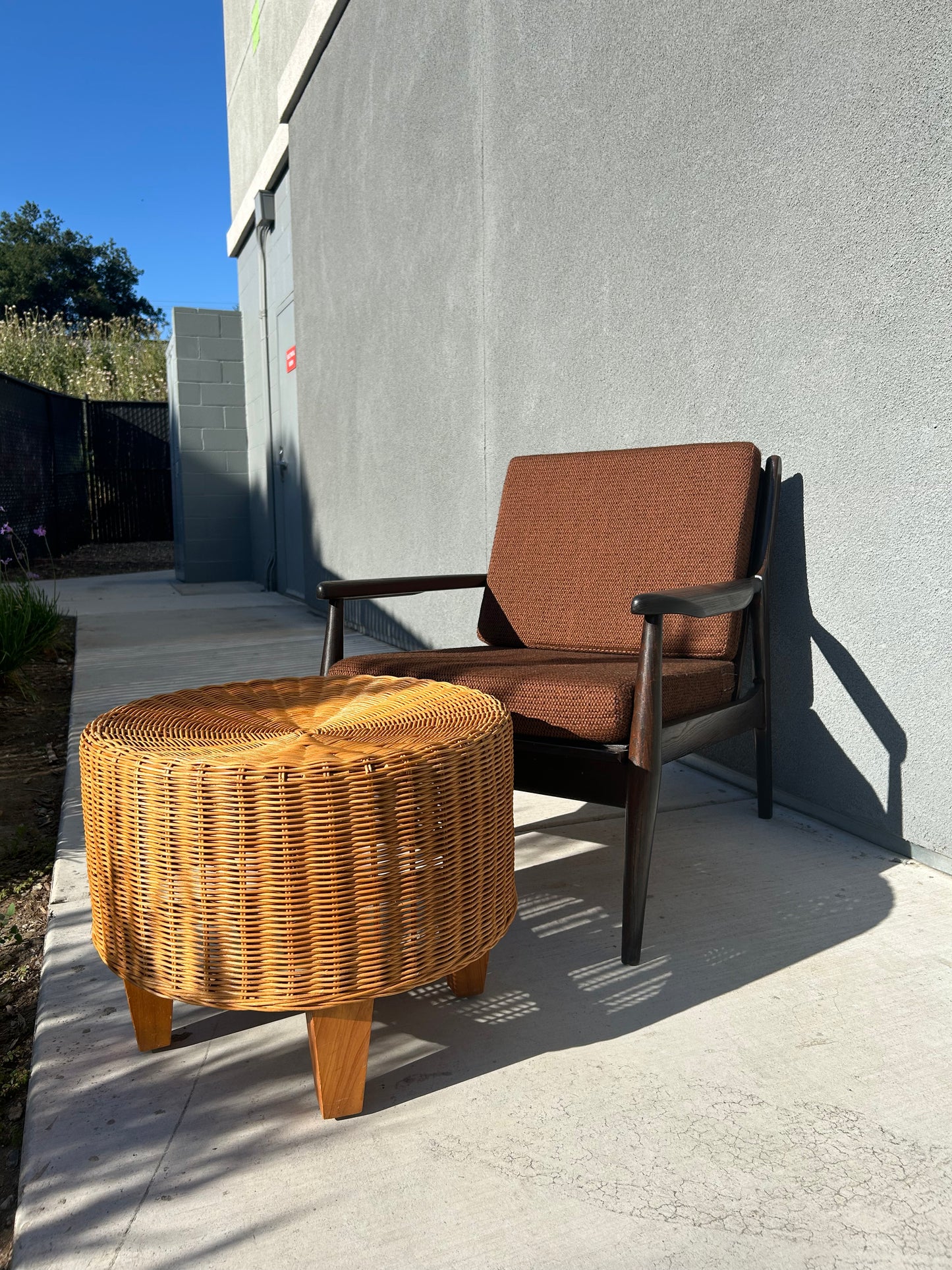Vintage Ikea Rattan Ottoman, Circa 1980s