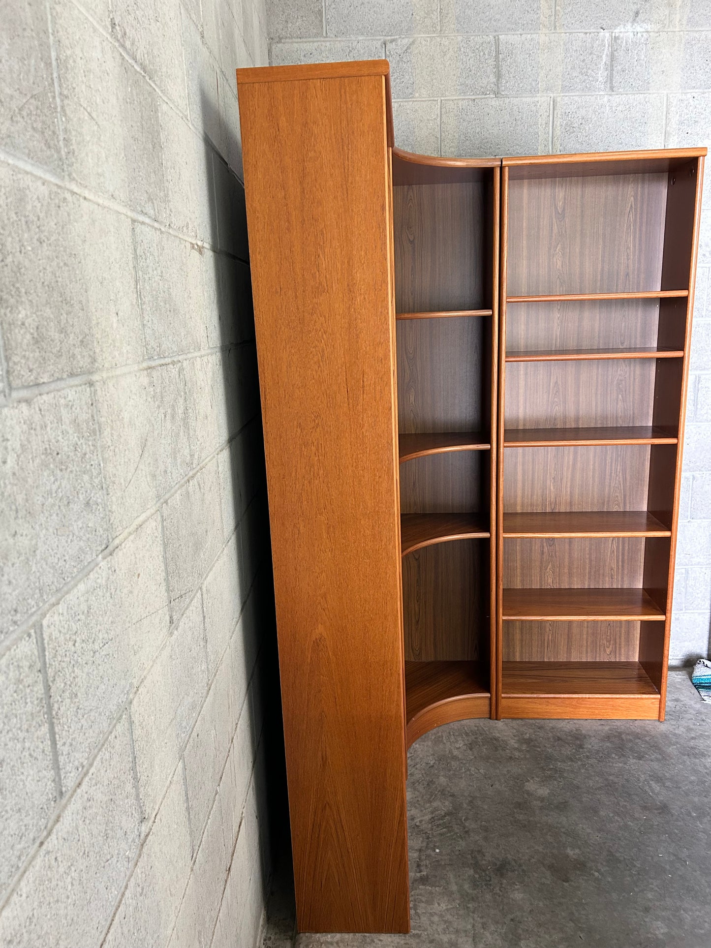 Danish Mid-Century Modern Teak Corner Bookshelves, Set of 3 - Circa 1990s