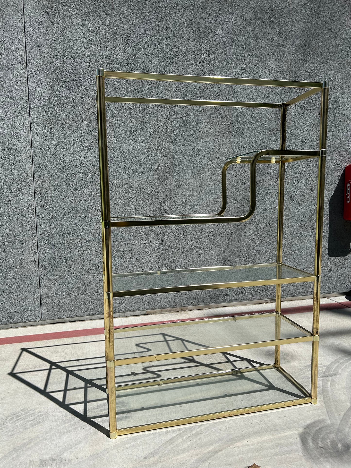 Vintage Brass and Glass Etagere in the Style of Milo Baughman, Circa 1970s