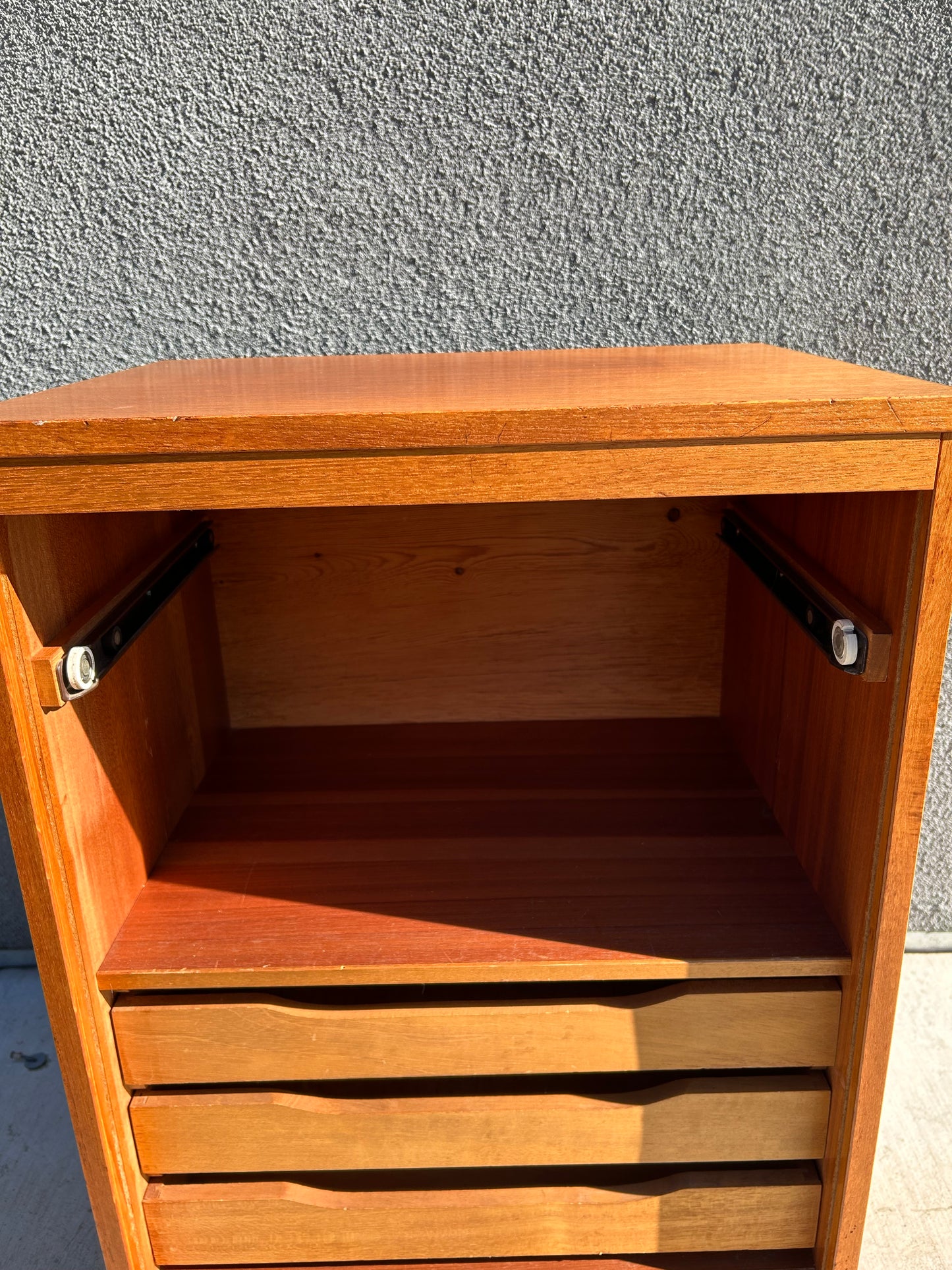 Danish Teak Tambour-Door Filing Cabinet, Circa 1960s