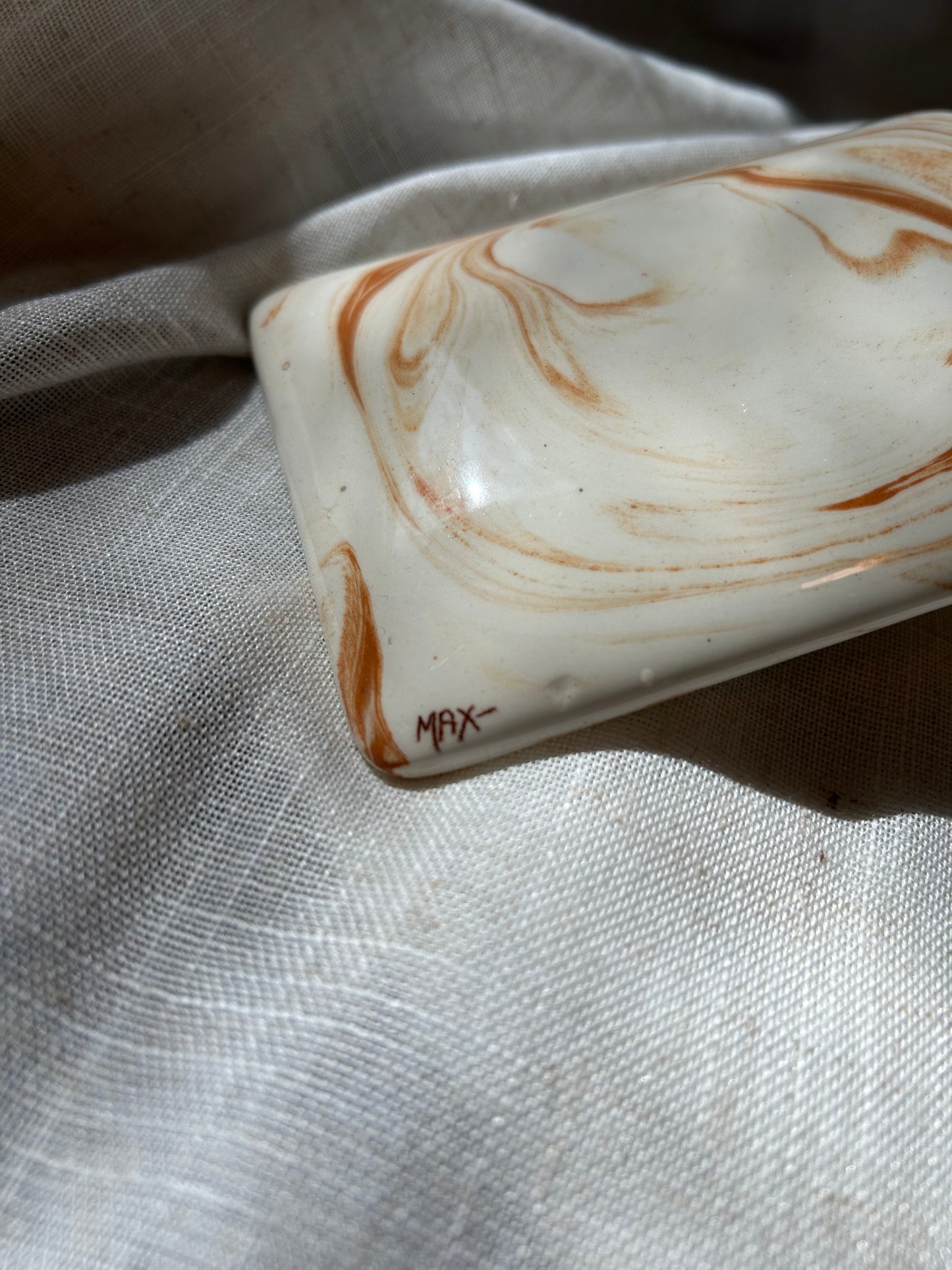 Handmade Vintage Ceramic Swirl Jewelry Box
