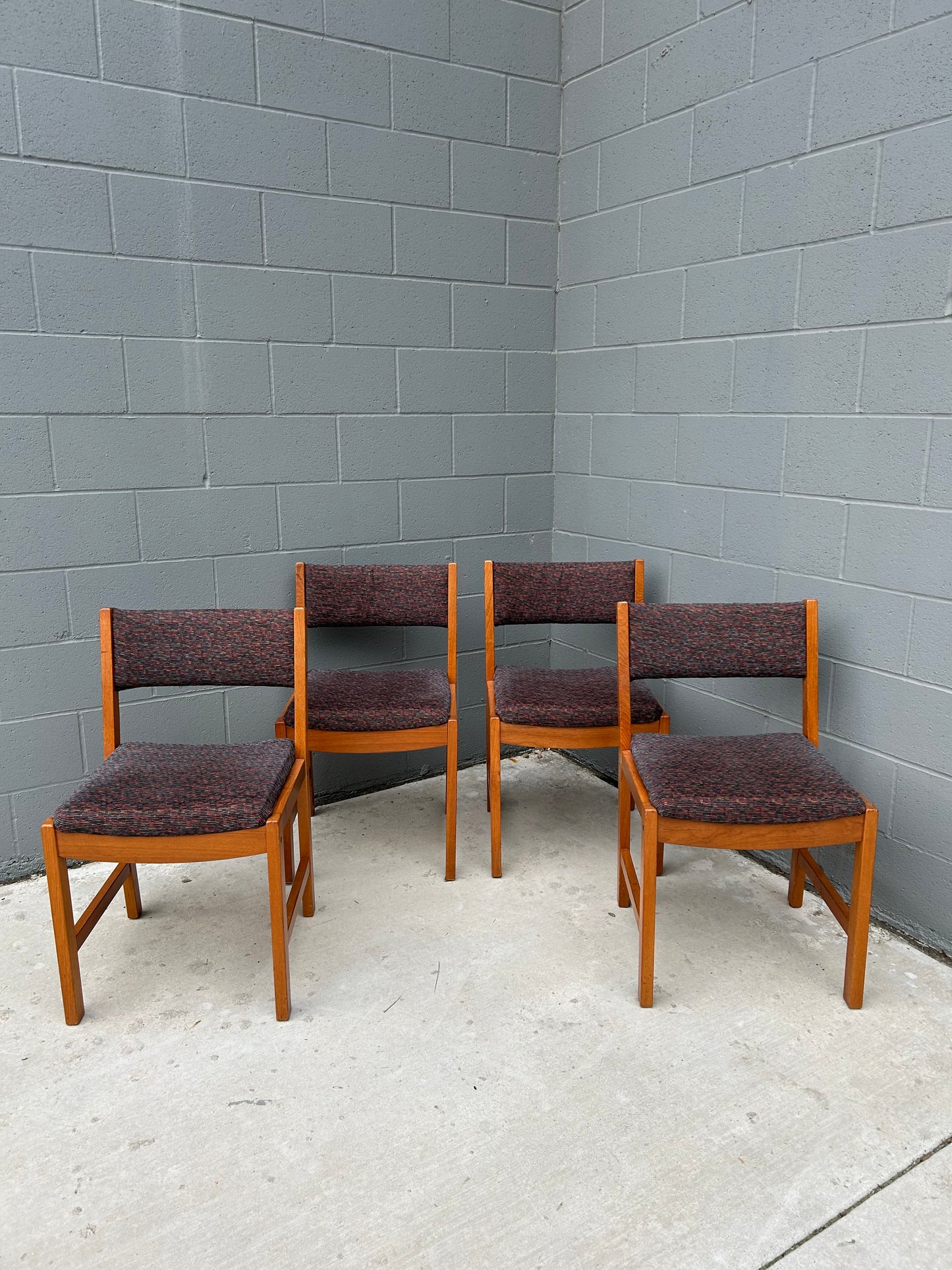 MCM Solid Teak Dining Chairs Scandinavian Modern, Set of 4