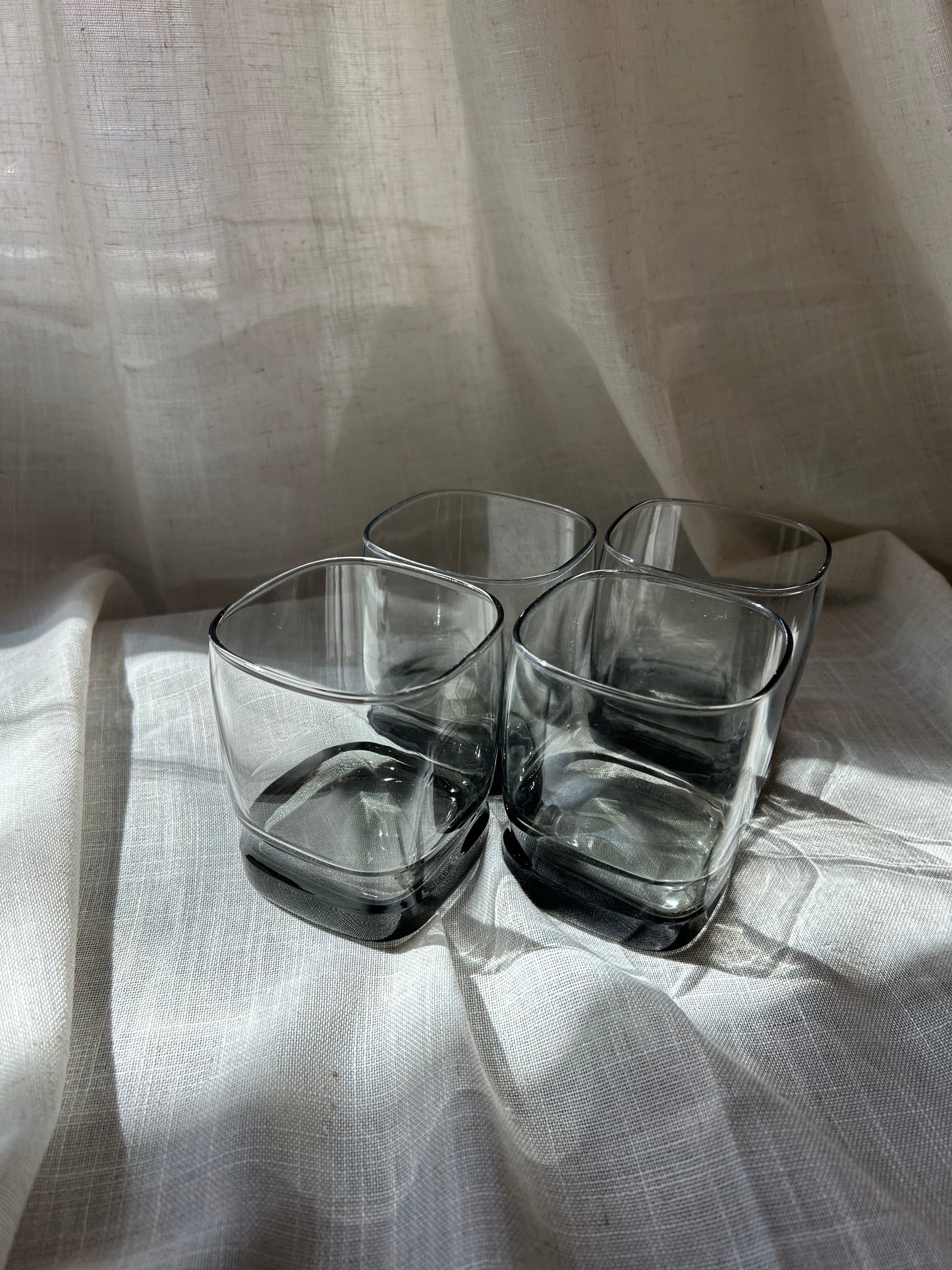 (4) Libbey Smokey Gray Tumblers, Rock Glasses