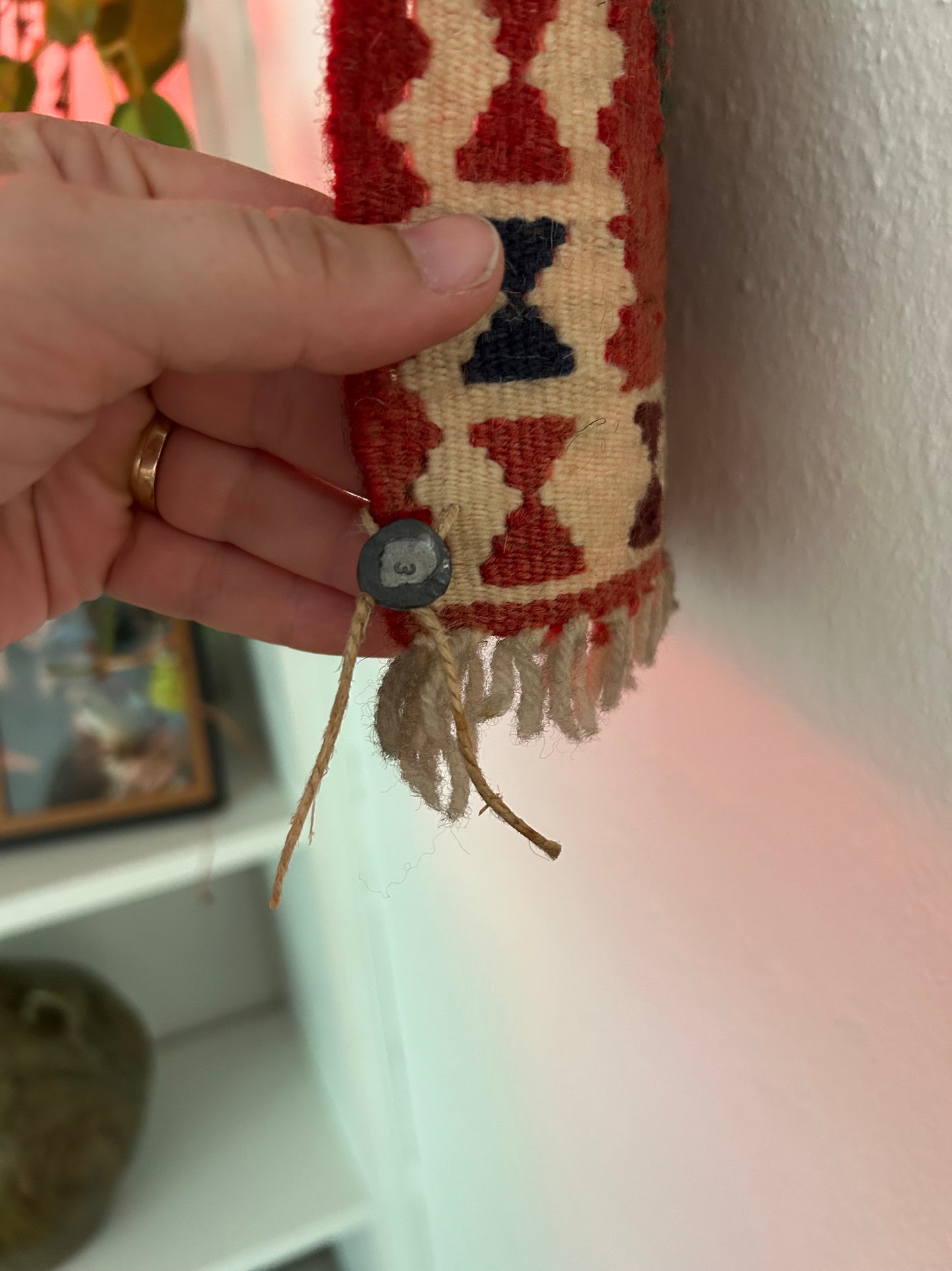 Vintage hand made wool tribal Knit Wall Hanging