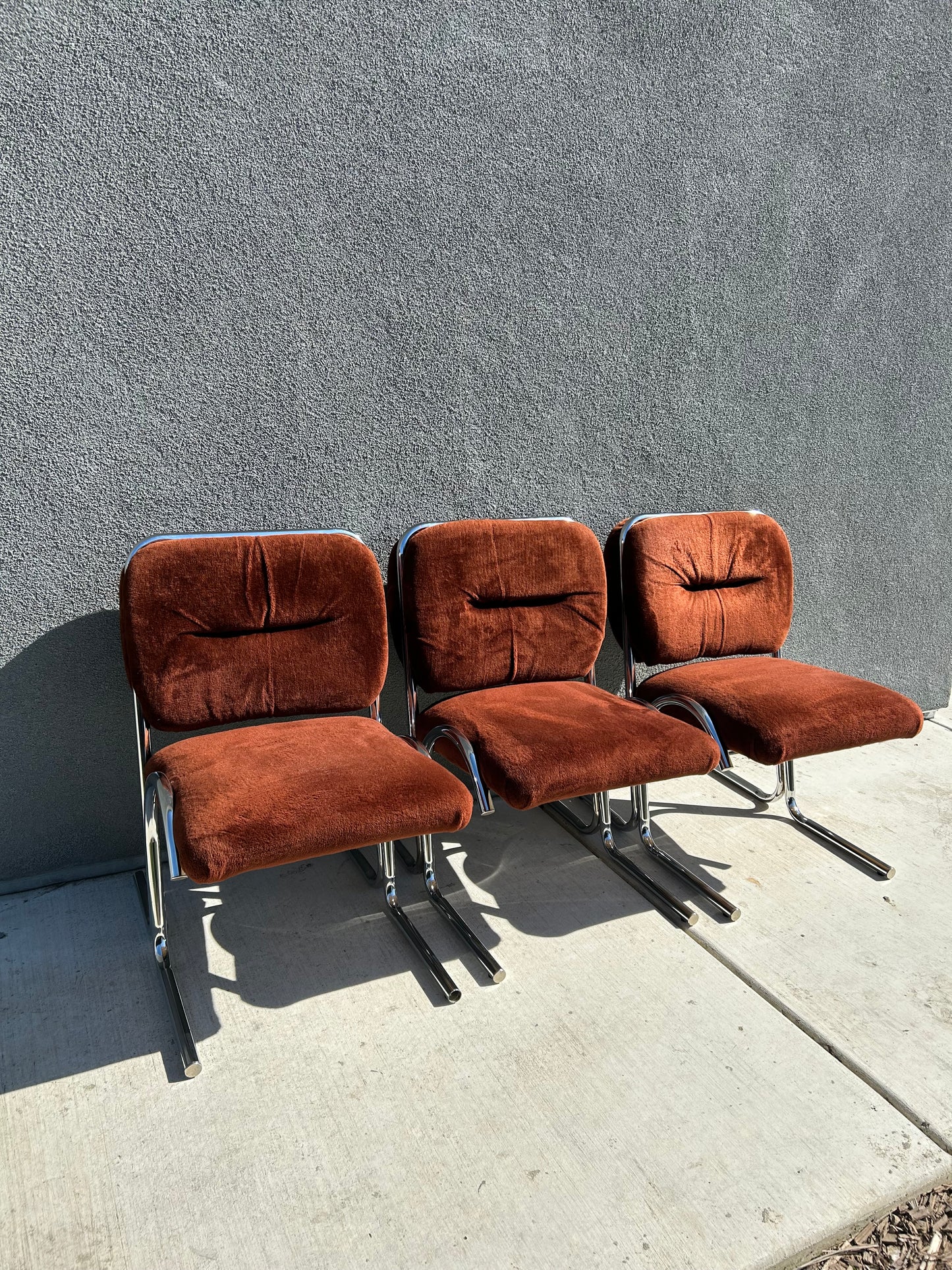 Douglas Tubular Chrome, Velour and Smokey Glass Dining Set by Douglas Furniture, circa 1970s