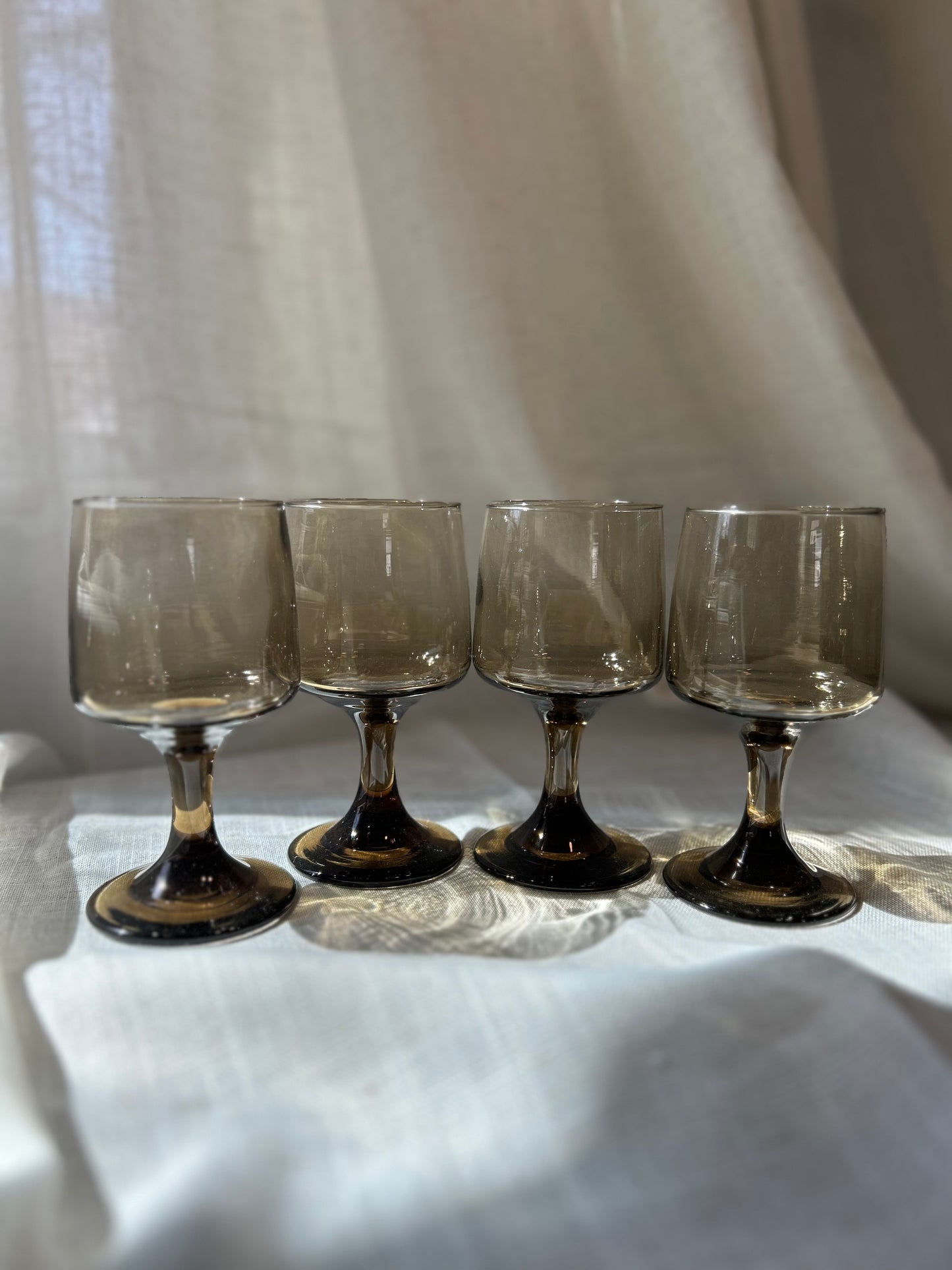 (4) Small Libbey Brown Wine Glasses