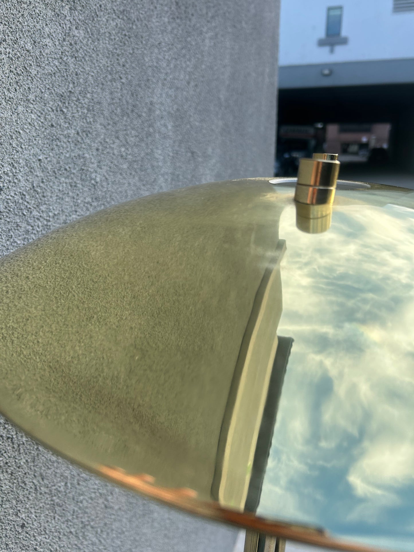 Vintage Post Modern UFO Gold Chrome Marble Base Table Lamp