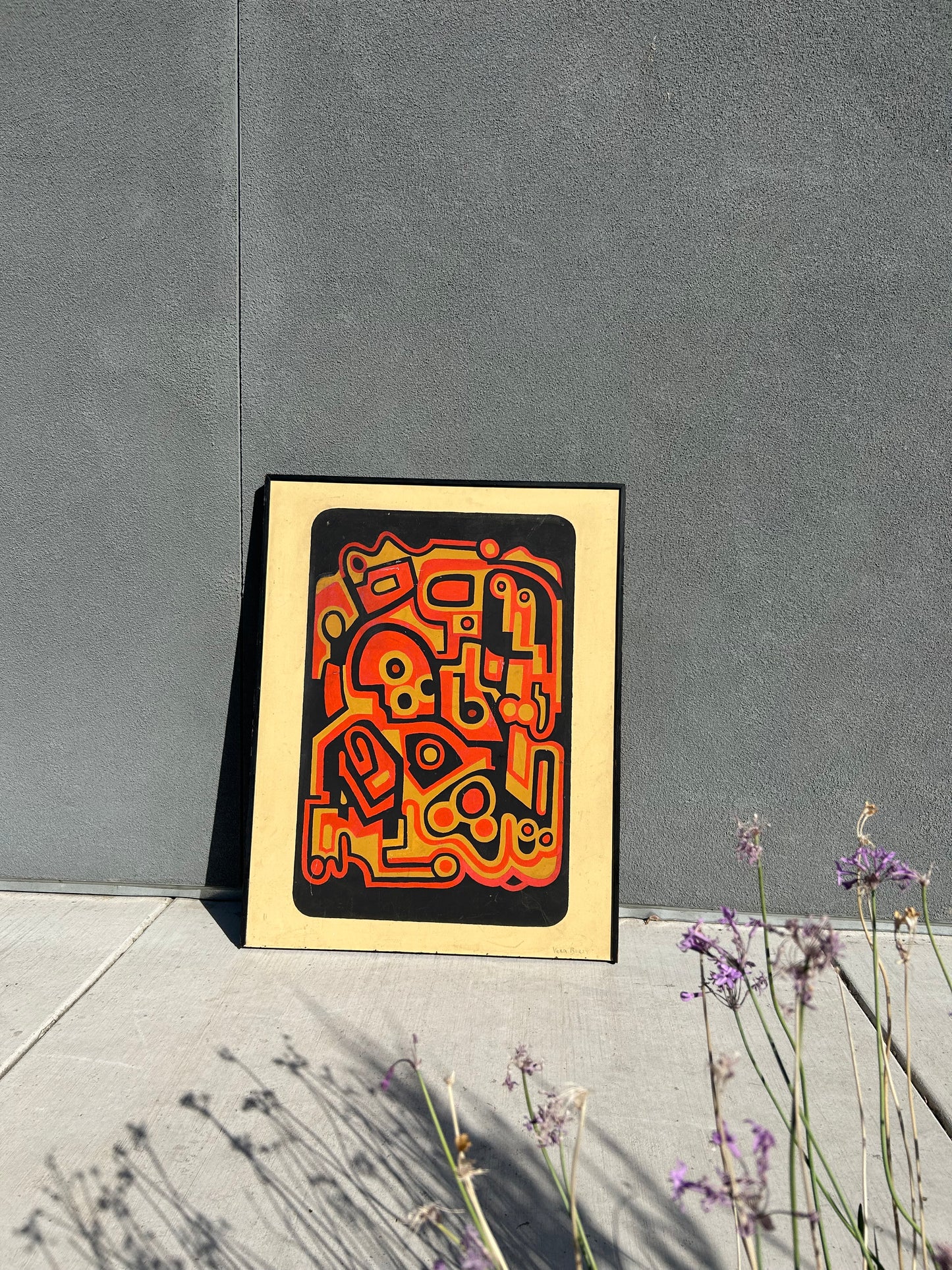MCM Large Original Framed Abstract Painting, Circa 1960s