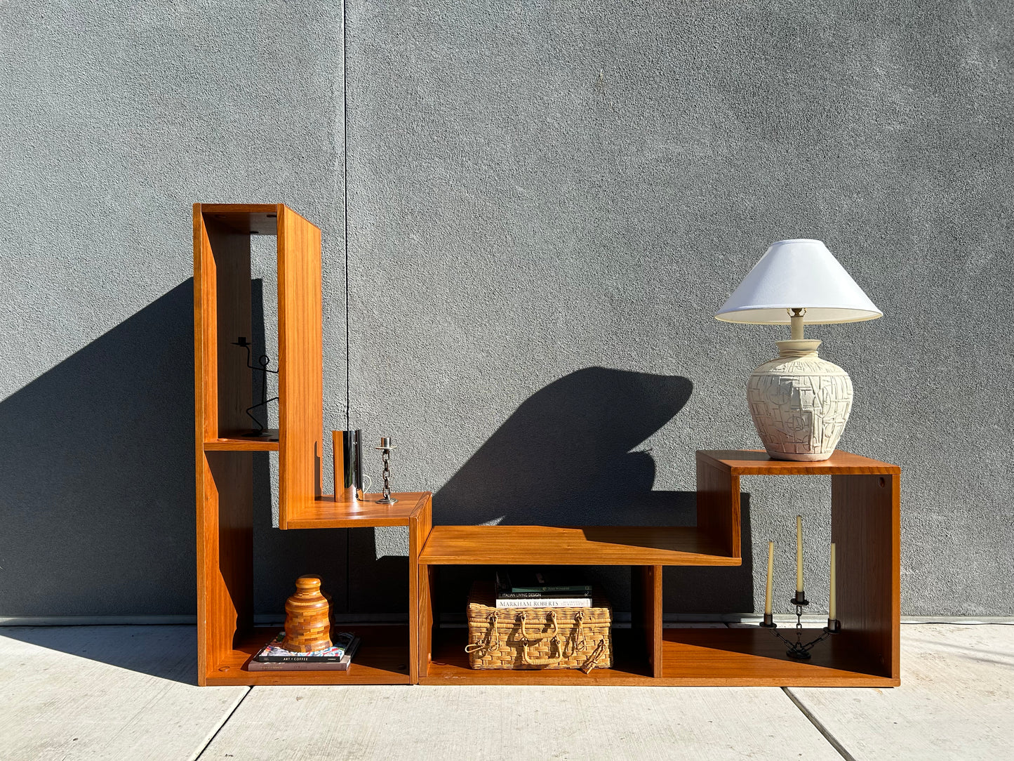 Danish Teak L-Shaped
Puzzle Media Shelving Console, Circa 1970’s