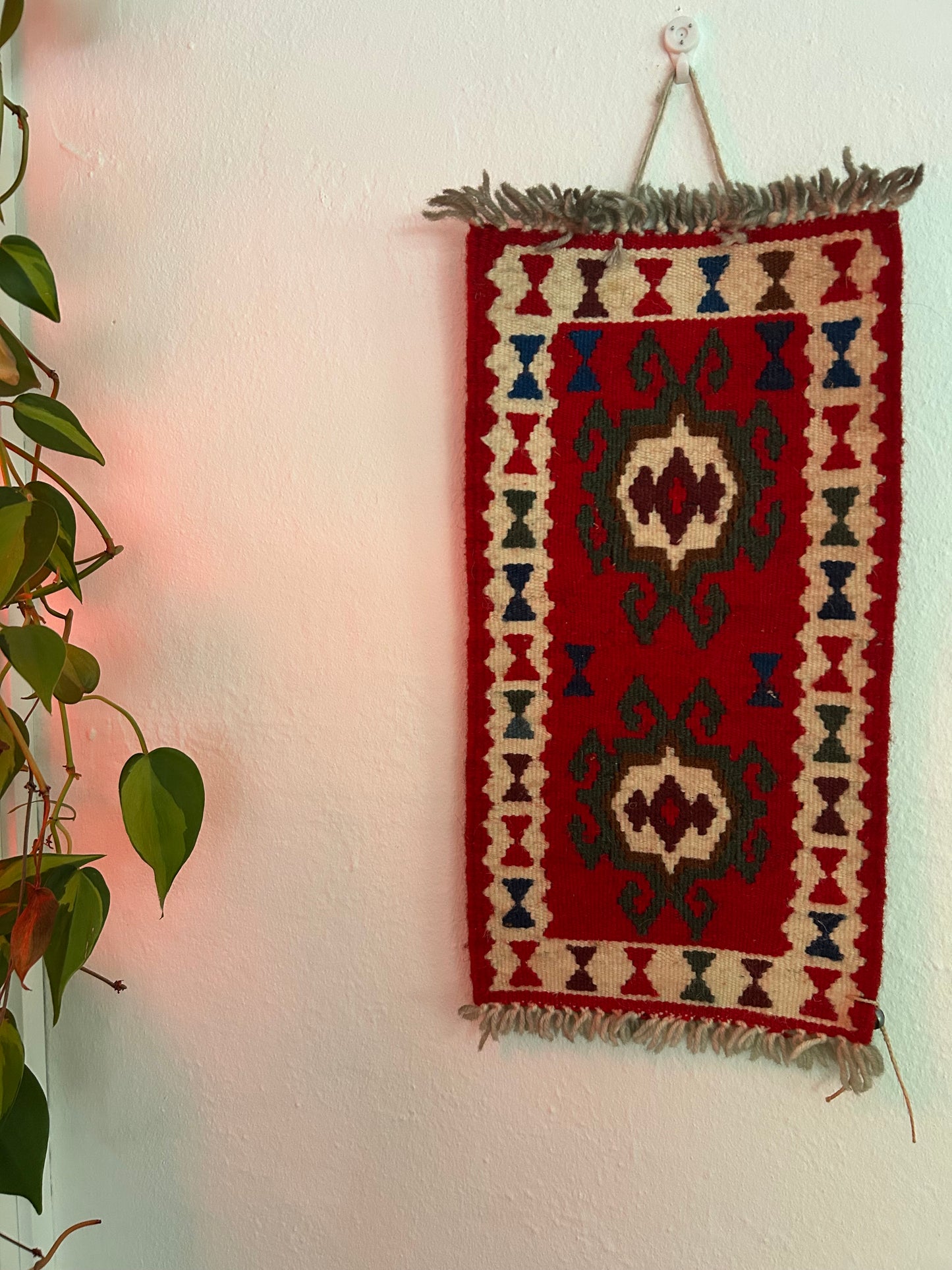 Vintage hand made wool tribal Knit Wall Hanging