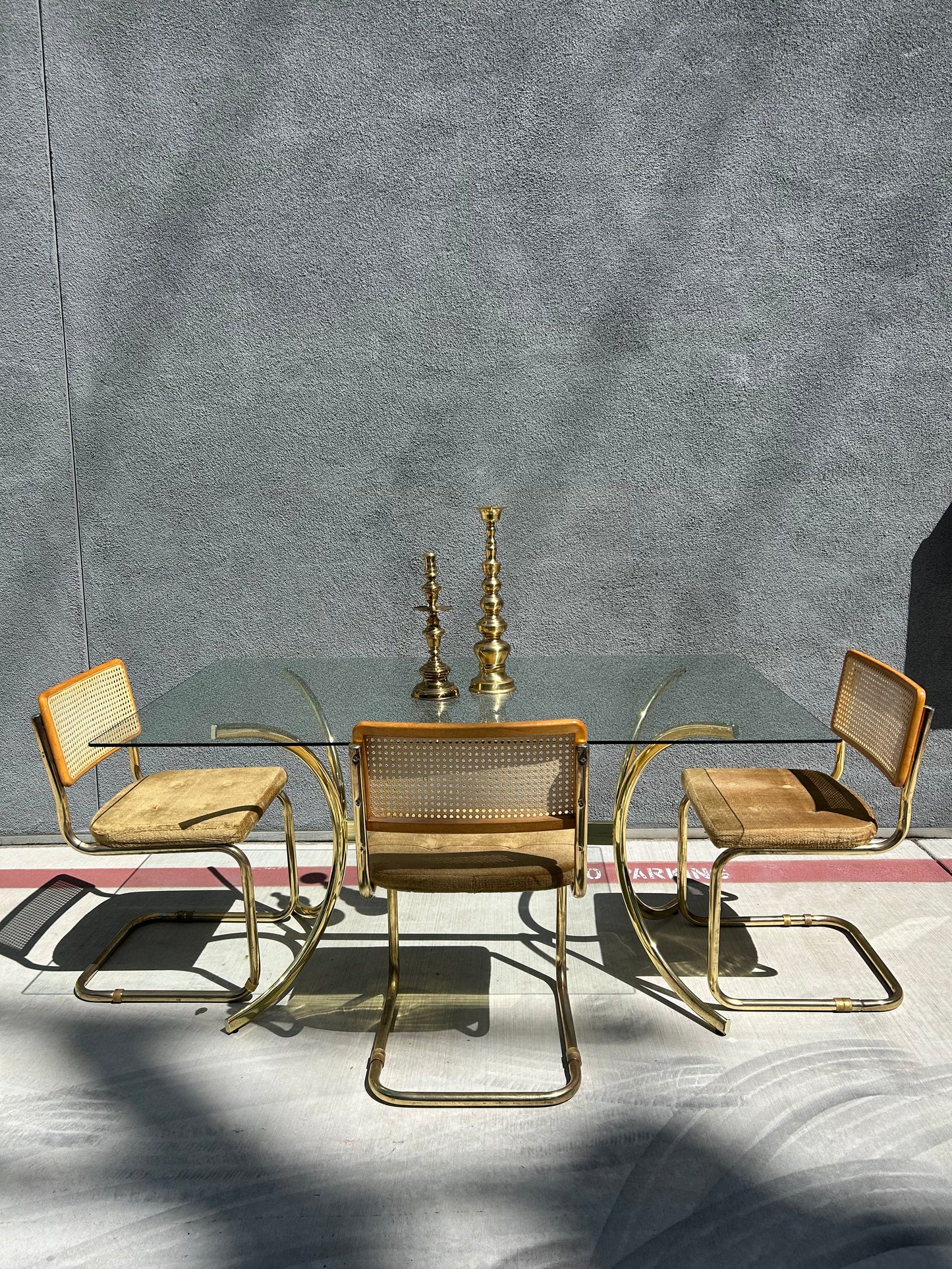 Brass and Glass Dining Table, Italy, Circa 1970s
