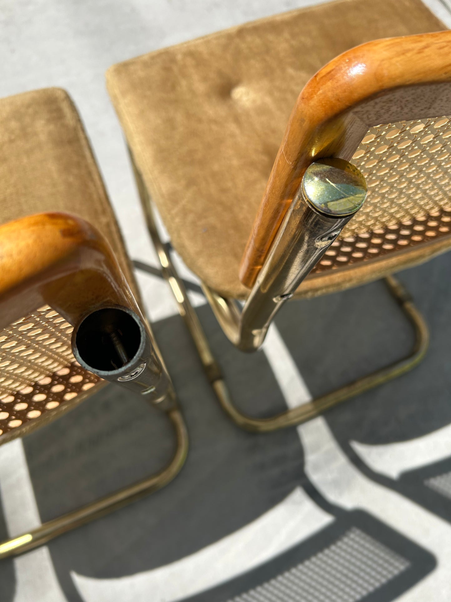 Mid Century Cantilever Cesca Style Chrome Tubular Dining Chairs - Set of 3, Circa 1980s