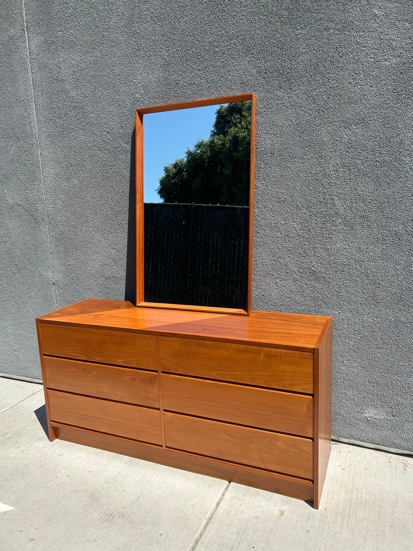 Mid Century Danish Teak Mirror (Dresser Sold), Circa 1970s