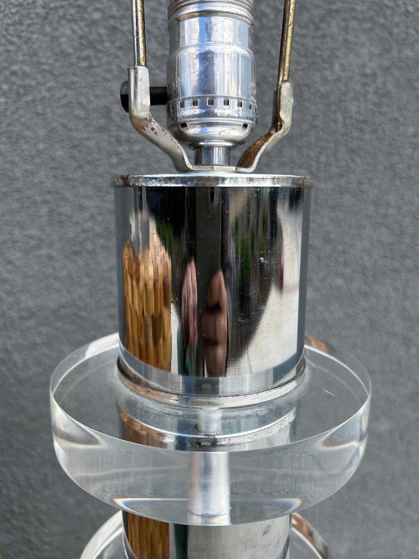 Lucite and Chrome Mid Century Table Lamps