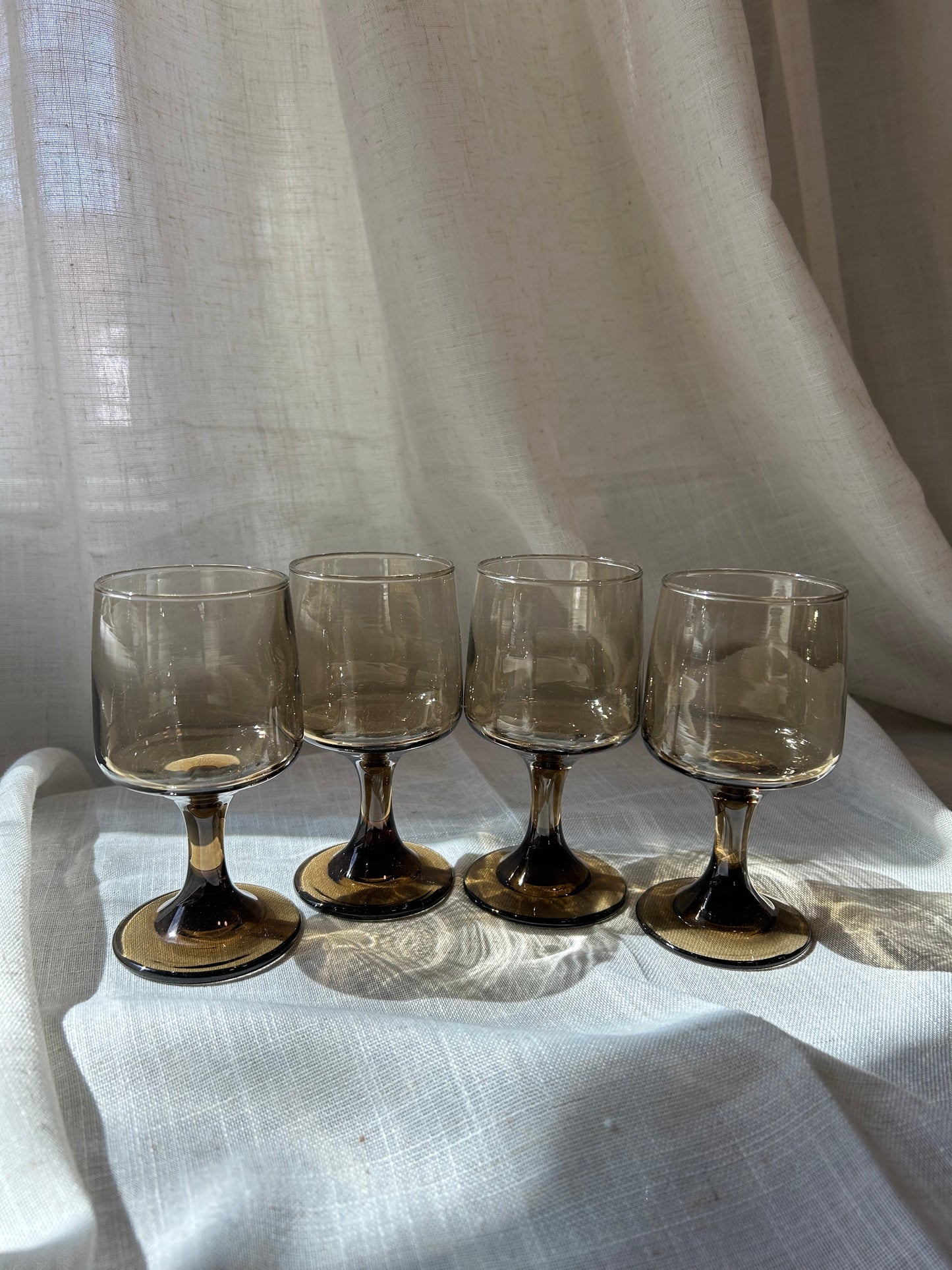(4) Small Libbey Brown Wine Glasses