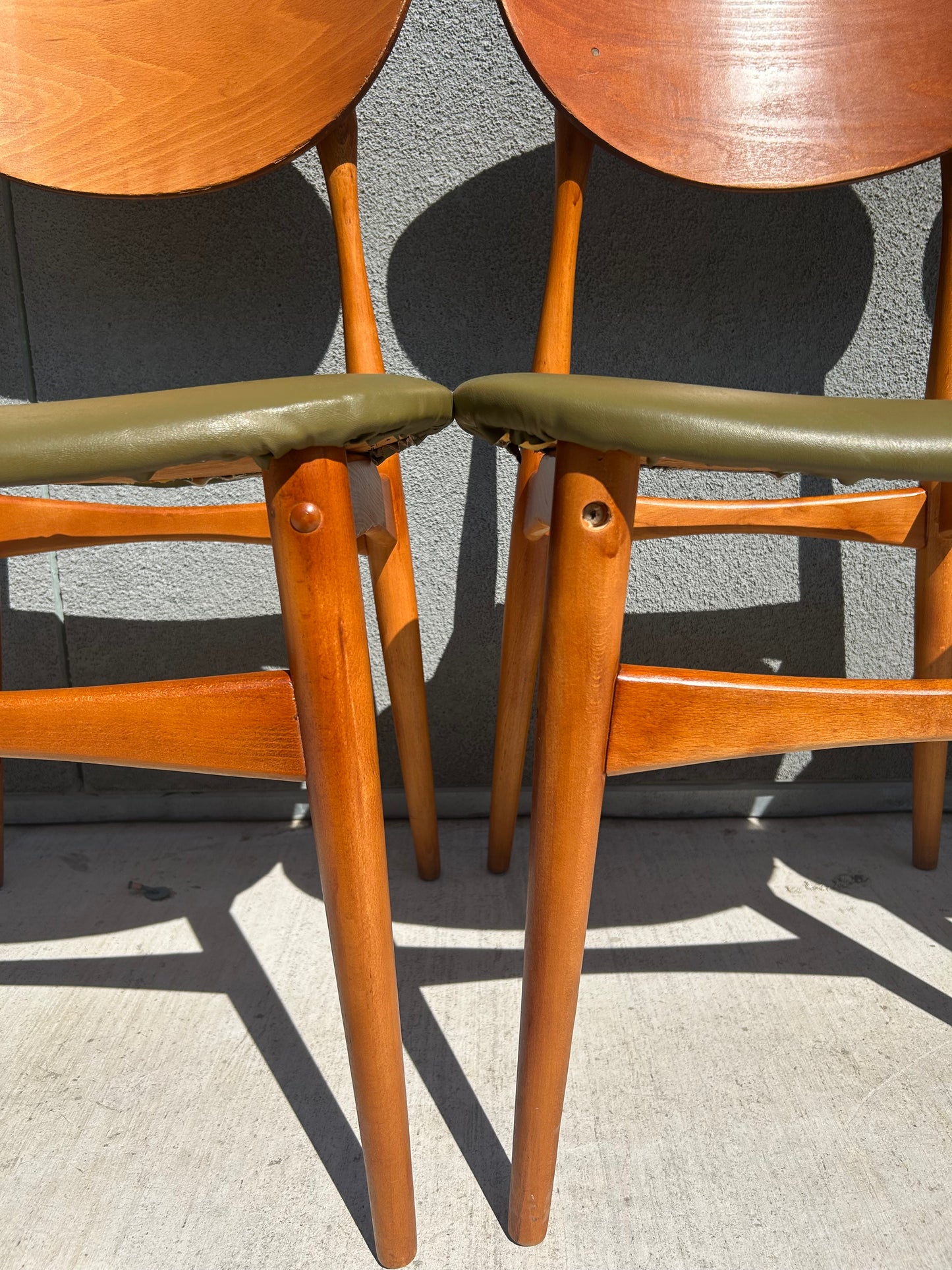 Vintage Mid Century Modern Sculptural Teak Wood Dining Chairs - Set of 4