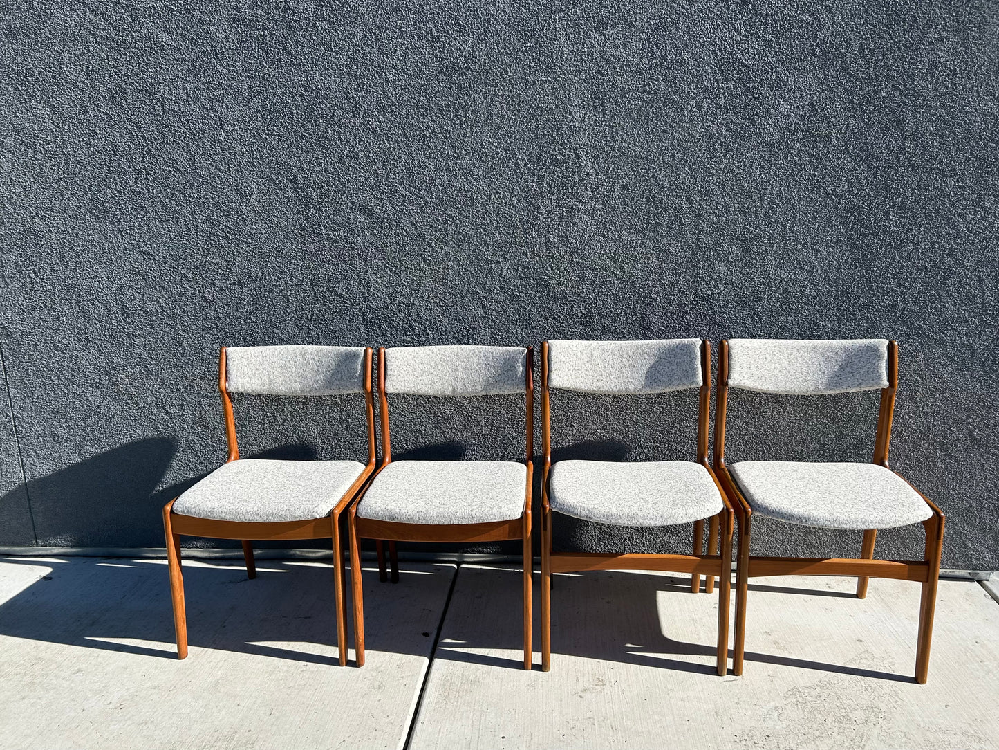 Set of 4 Danish Teak Upholstered Dining Chairs