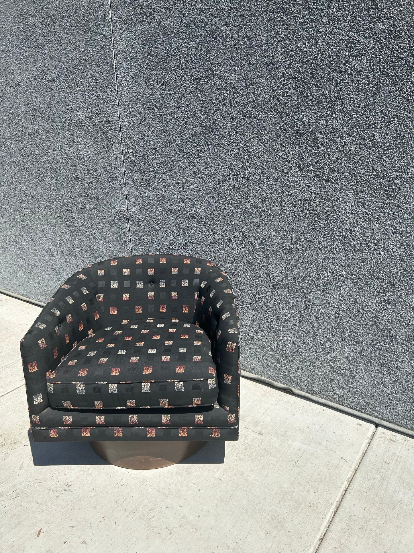 Mid Century Milo Baughman Checkered Tub Chair, Circa 1970s