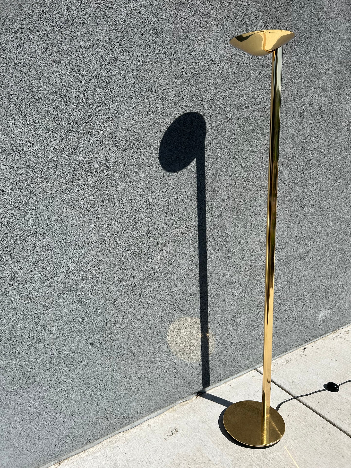 Minimal Brass Torch Floor Lamp, Circa 1980s