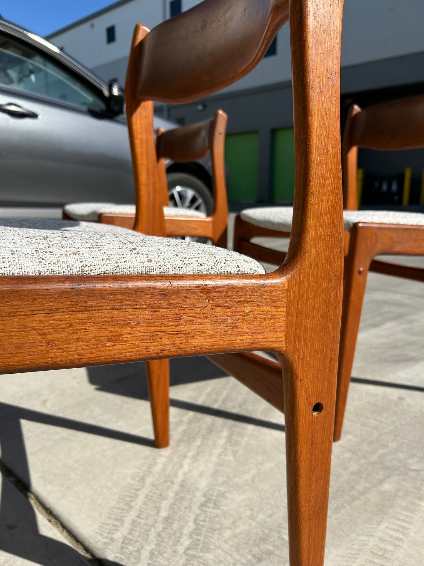 Danish Teak Dining Chairs with New Upholstery, Set of 4