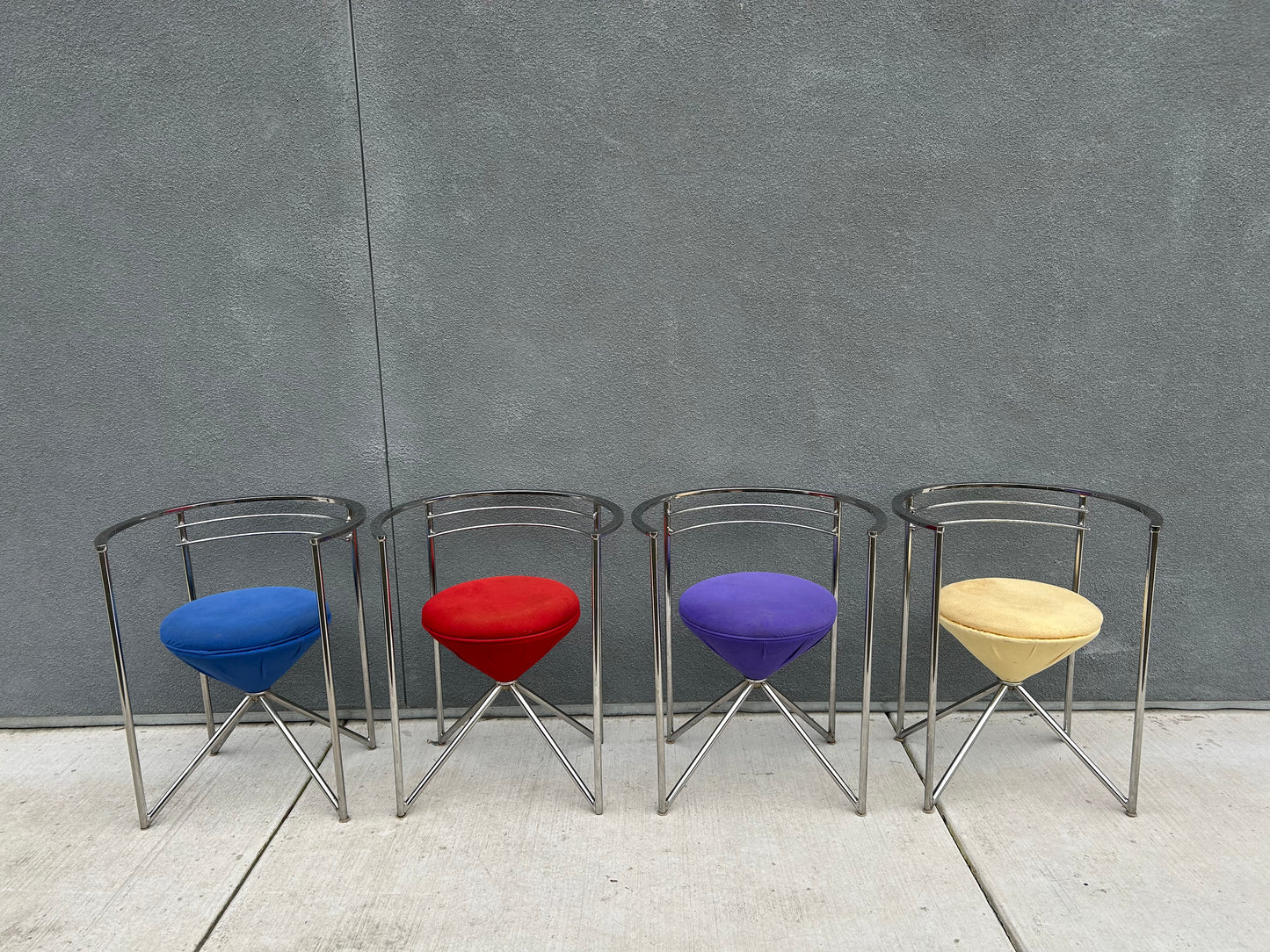 Chrome Post Modern Minson Sculptural Chairs, Set of 4