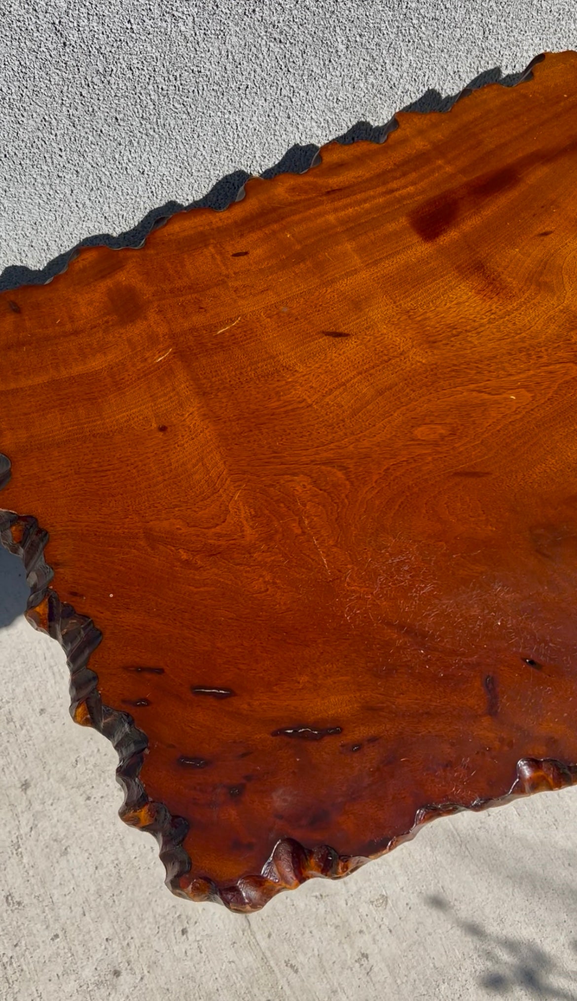 Hand Carved Redwood Pedestal Coffee Table, Circa 1960s