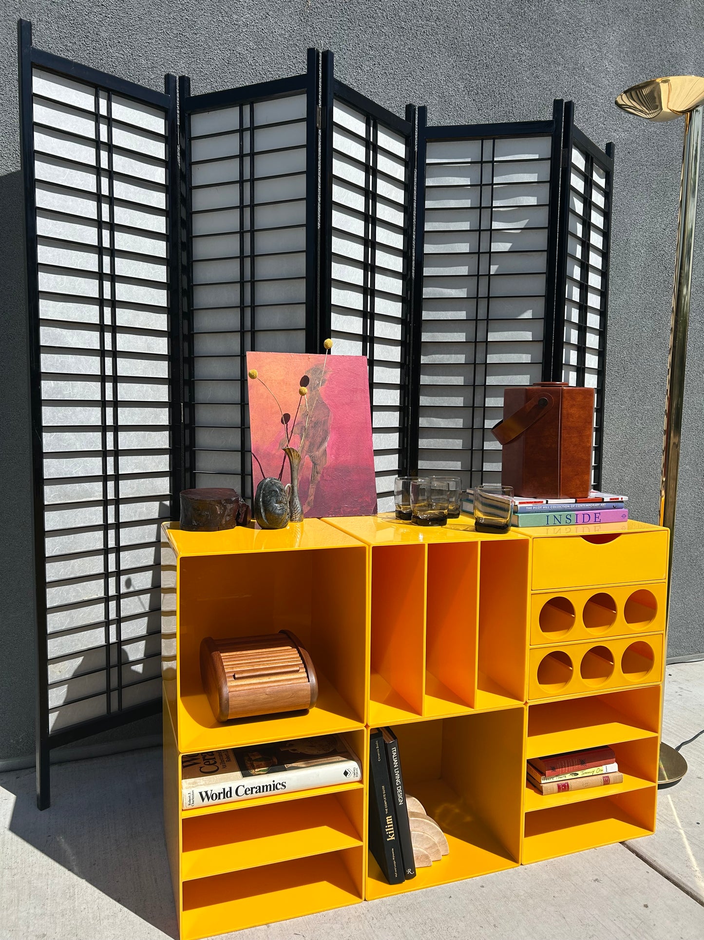 Vintage Yellow Modular Plastic Storage Cubes, Circa 1970s