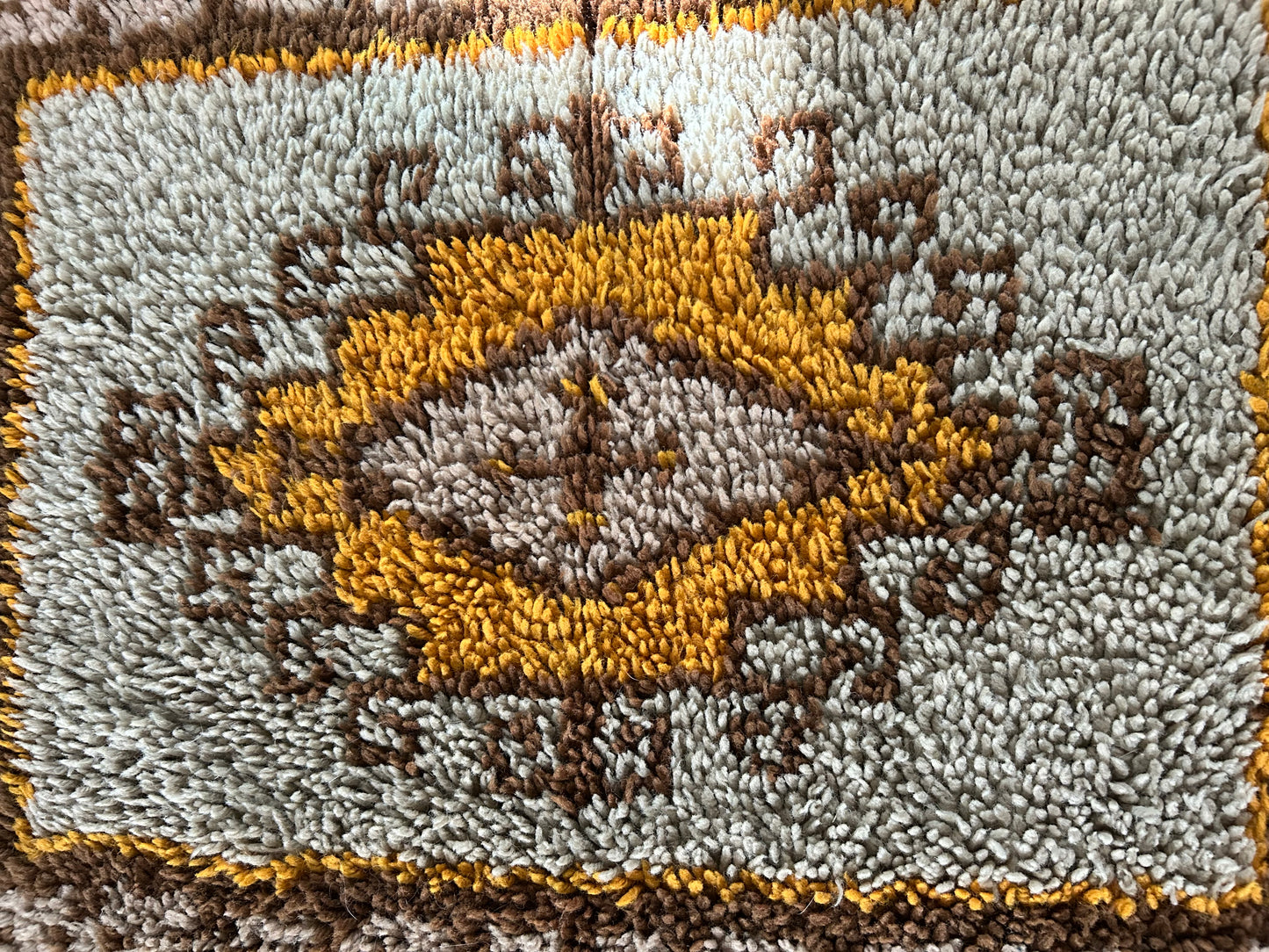 Vintage MCM Latch Hook Rug or Wall Hanging