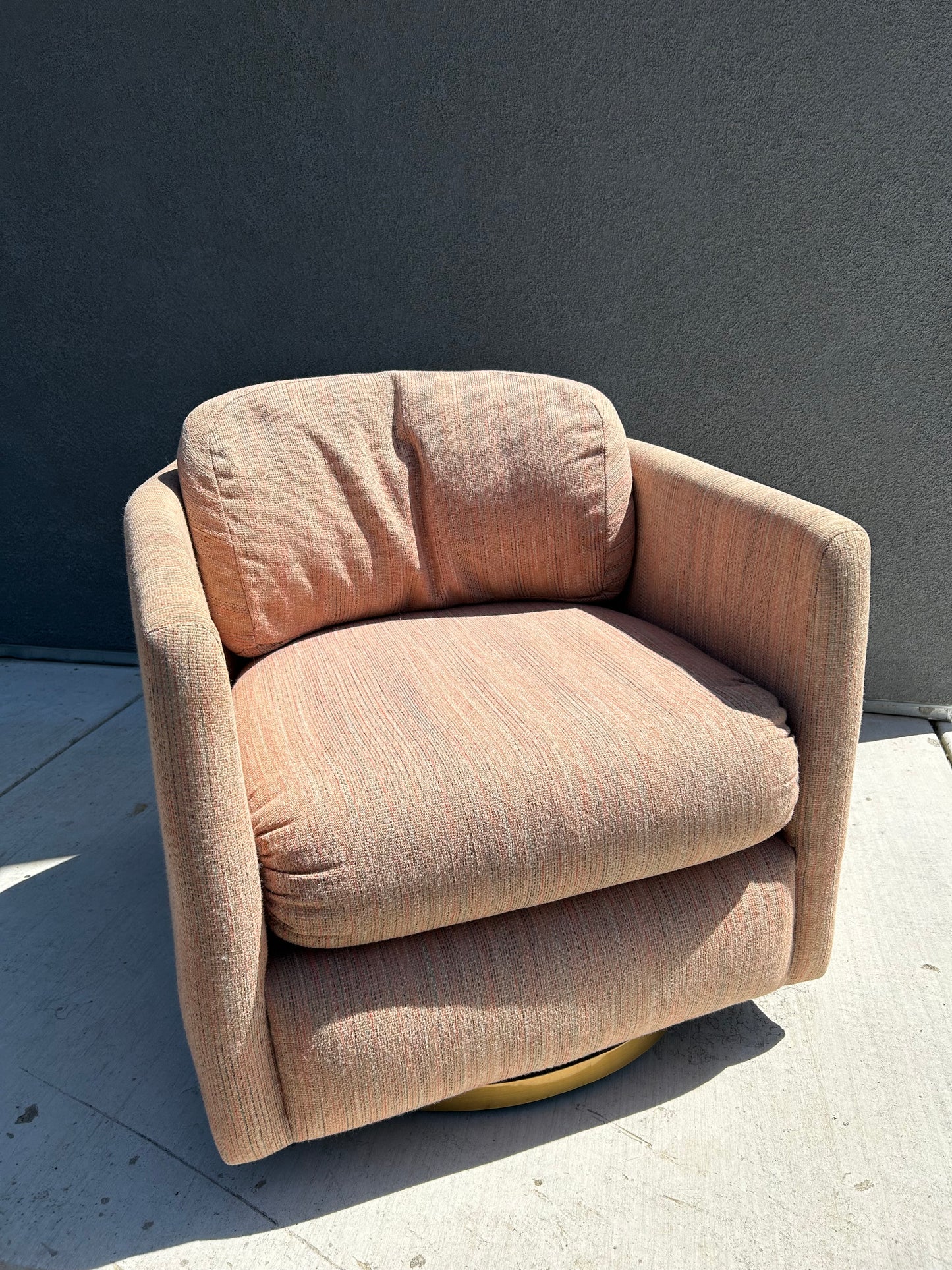 Vintage Pink Club Swivel Chair, Circa 1980s