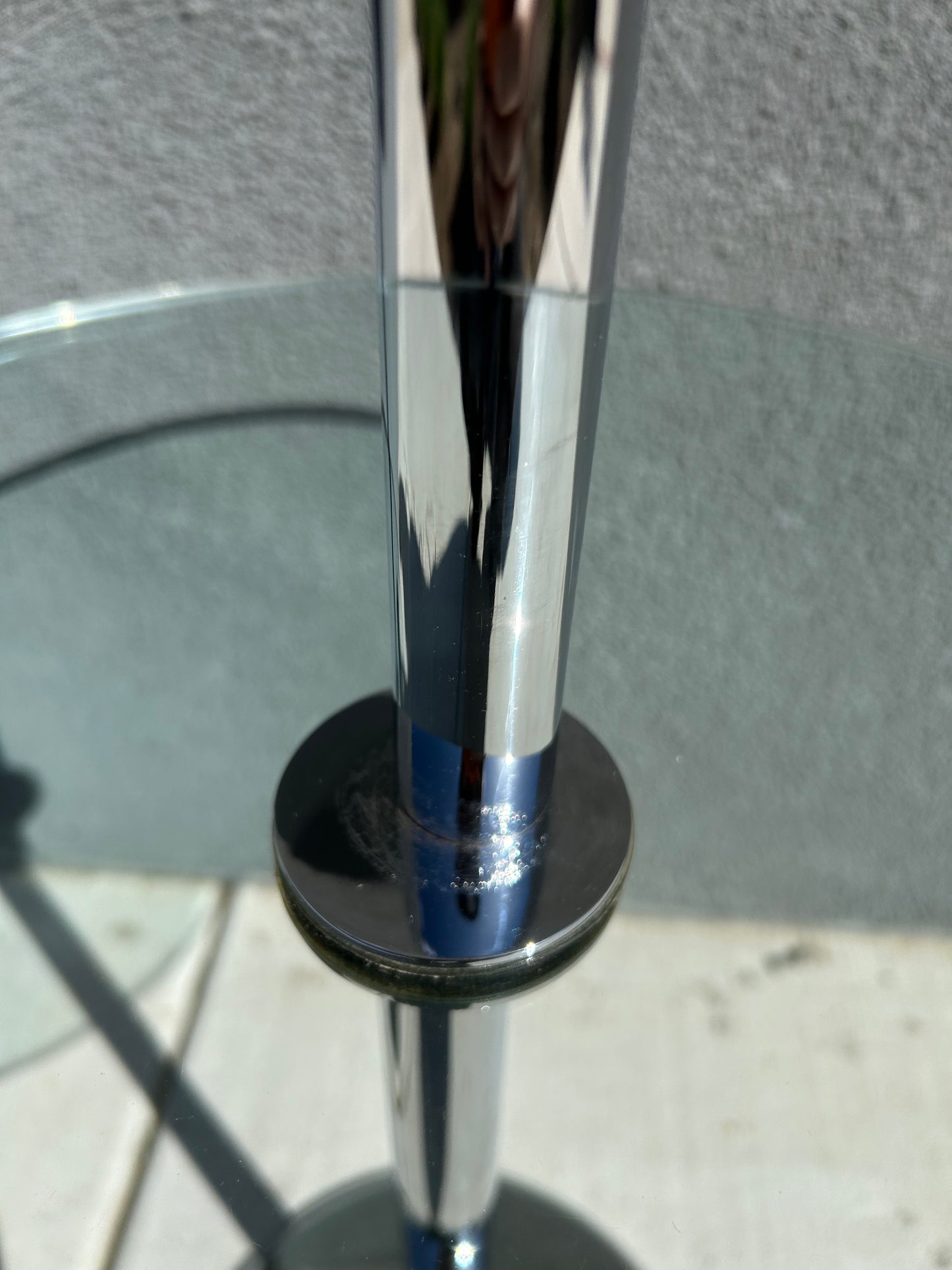 Vintage Chrome and Glass Mushroom Lamp/Table, Circa 1970s