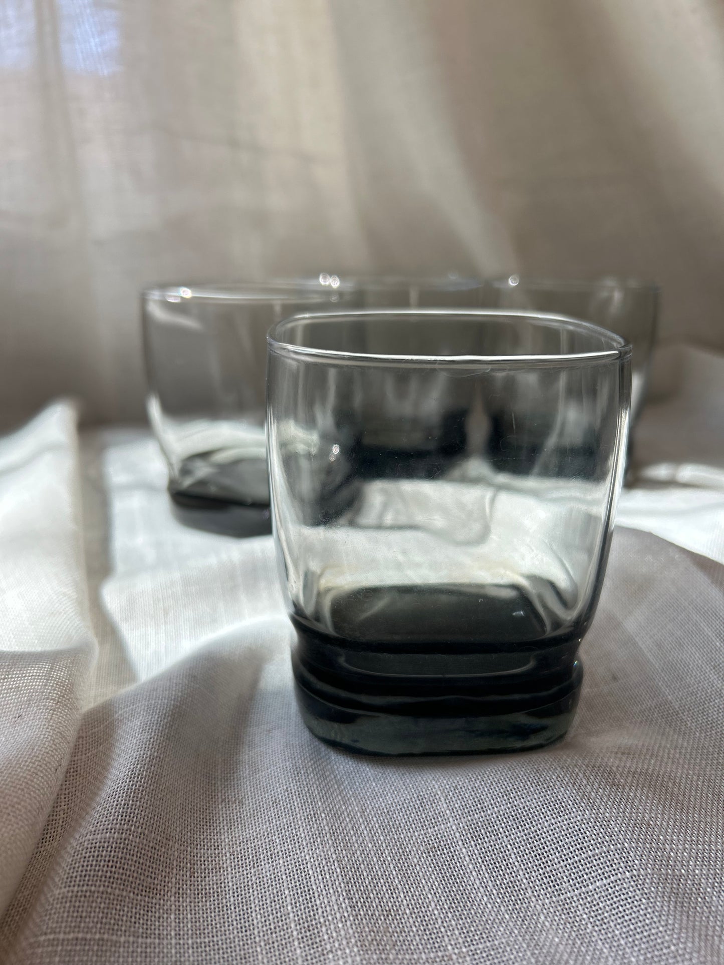 (4) Libbey Smokey Gray Tumblers, Rock Glasses