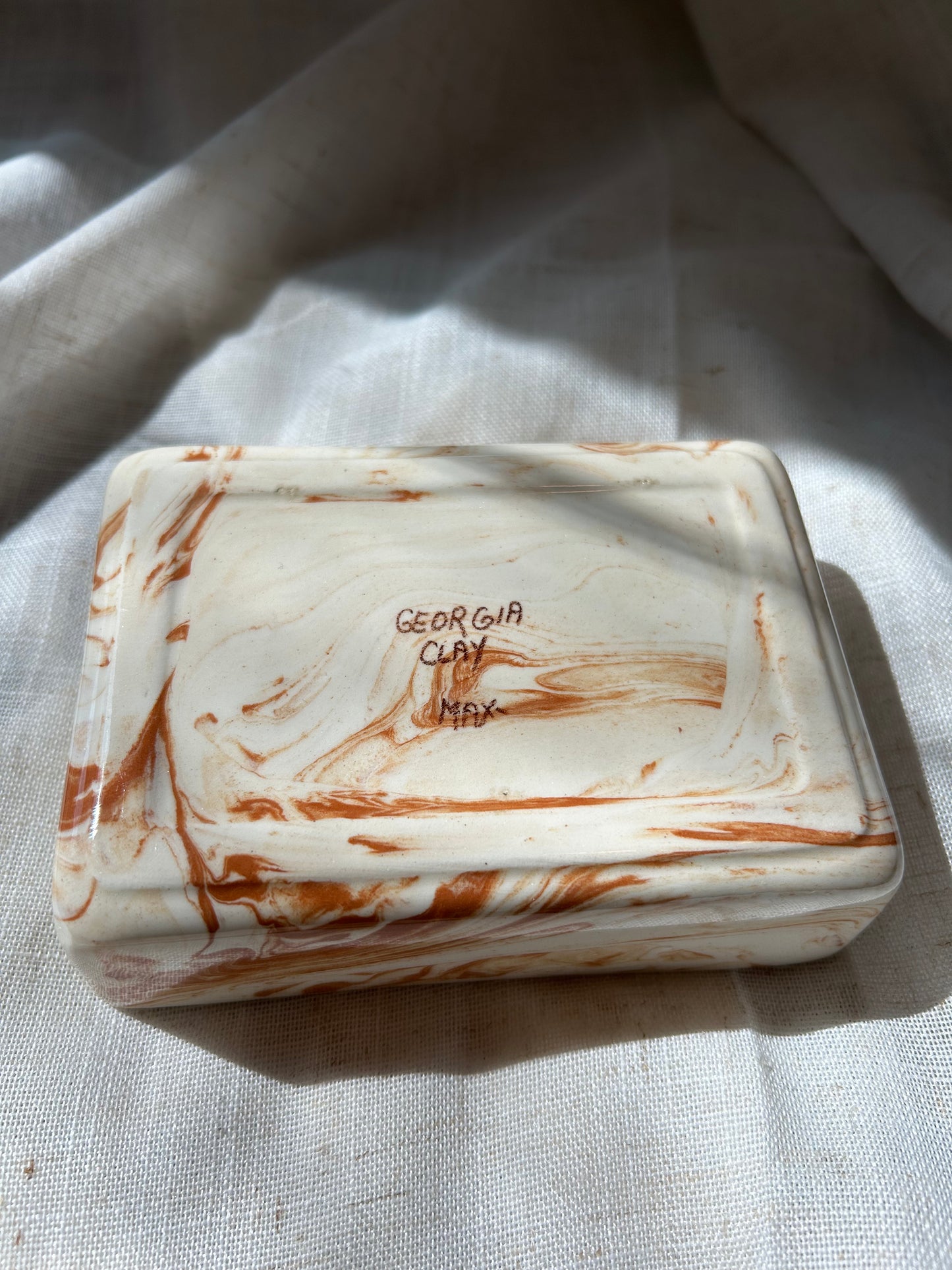 Handmade Vintage Ceramic Swirl Jewelry Box