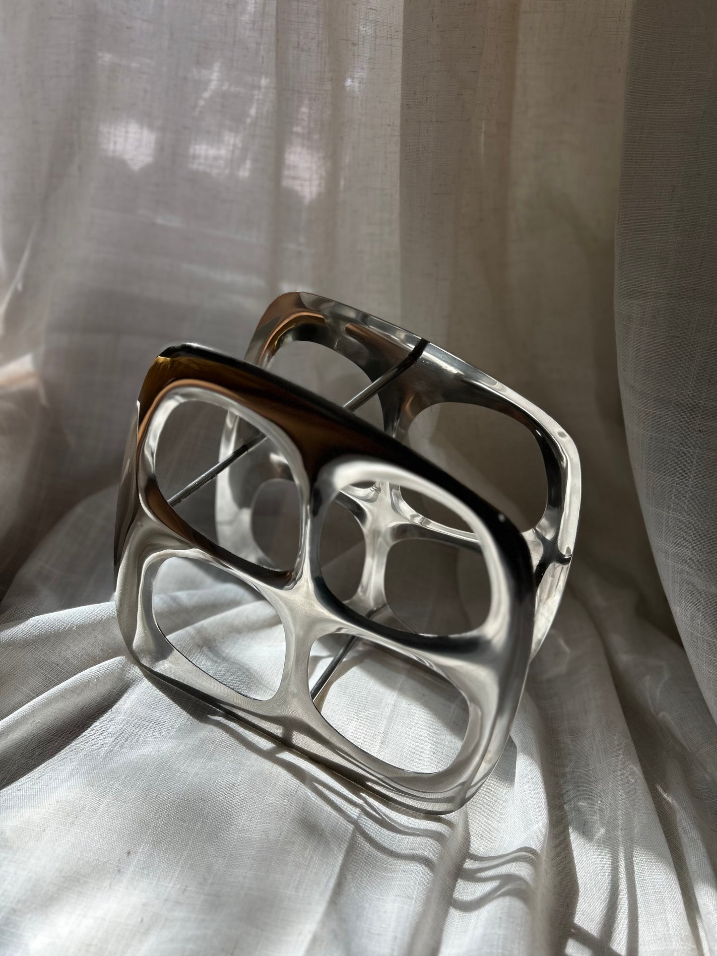 Vintage Chrome Abstract Wine Rack