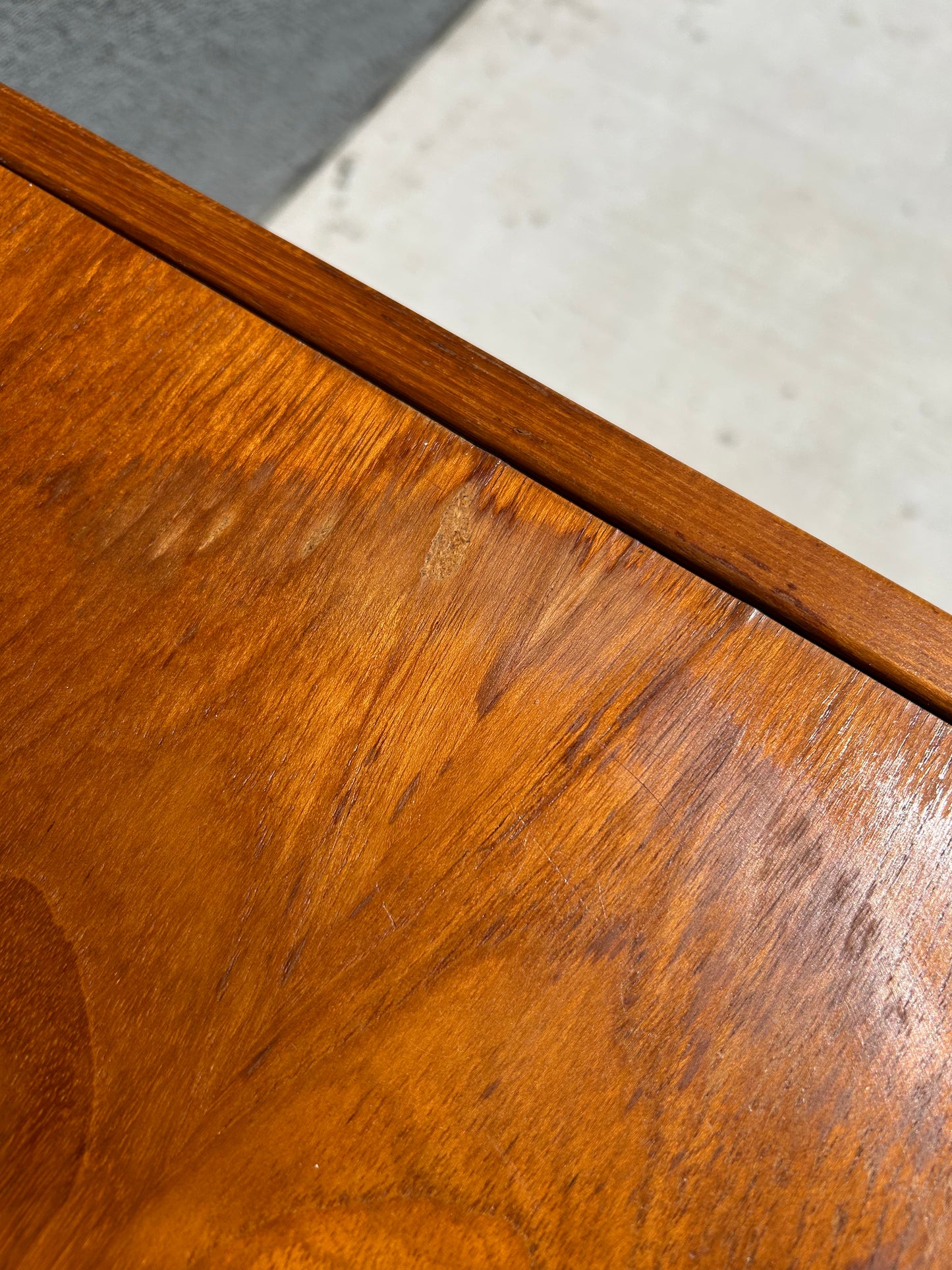 Mid Century Danish Sliding Door Teak Media Sideboard, by Feldballes Mobelfabrik of Denmark, Circa 1970s