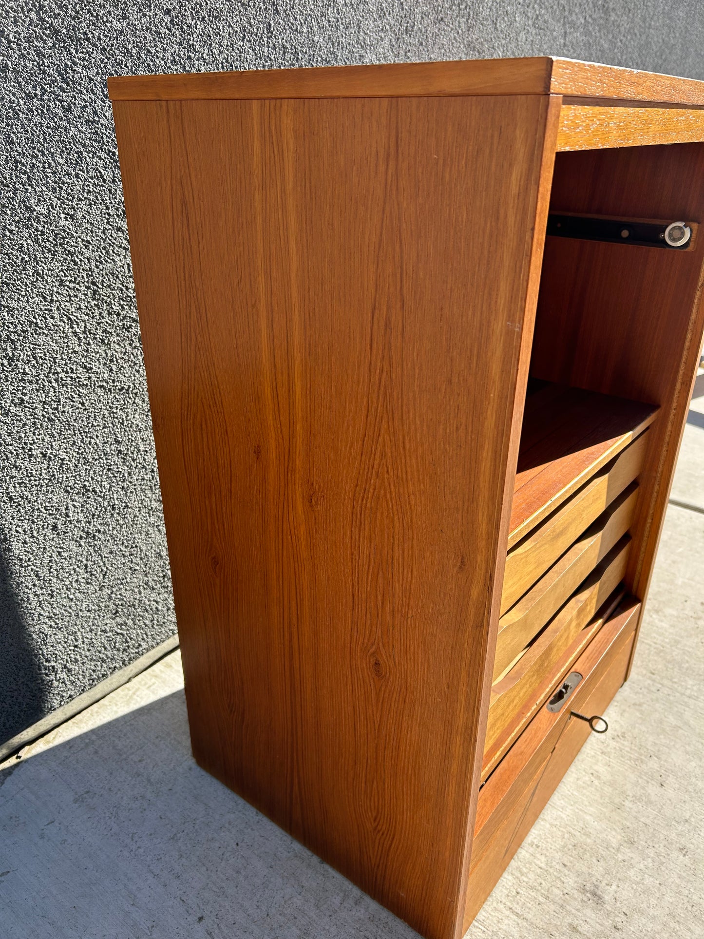 Danish Teak Tambour-Door Filing Cabinet, Circa 1960s