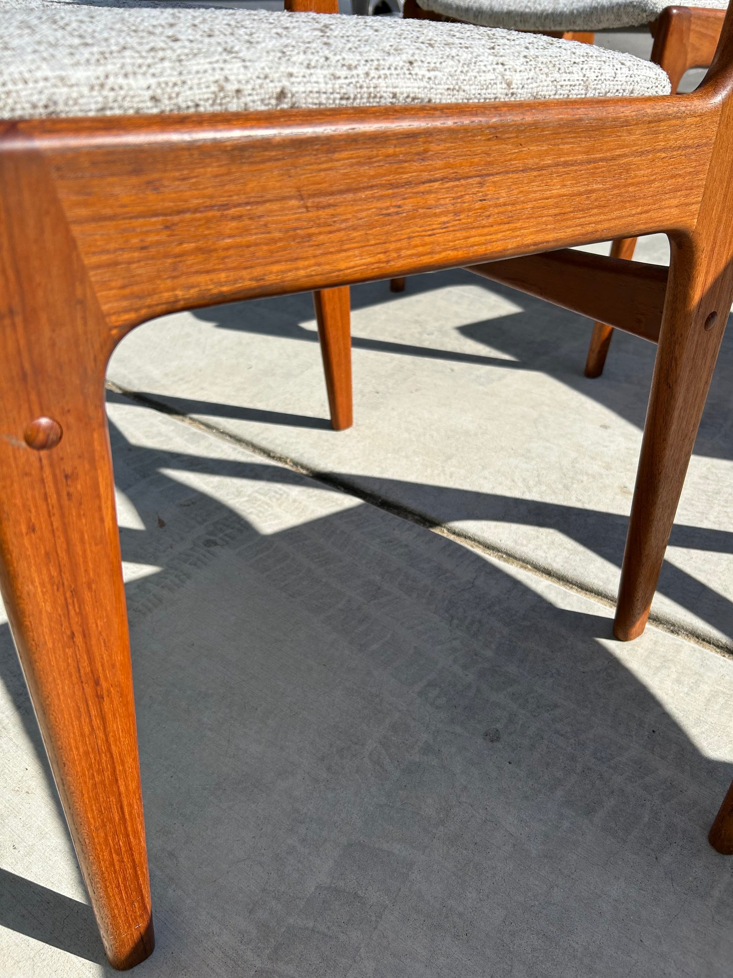 Danish Teak Dining Chairs with New Upholstery, Set of 4