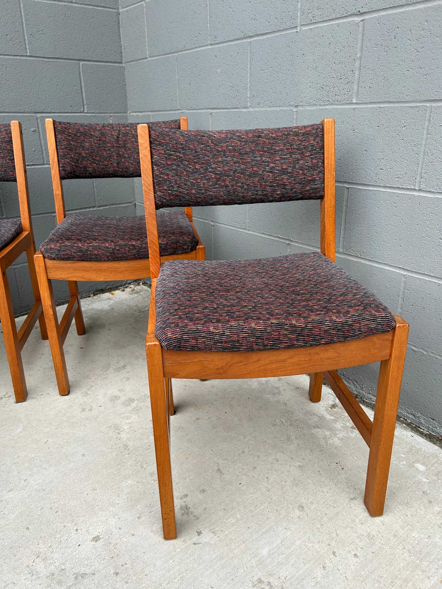MCM Solid Teak Dining Chairs Scandinavian Modern, Set of 4