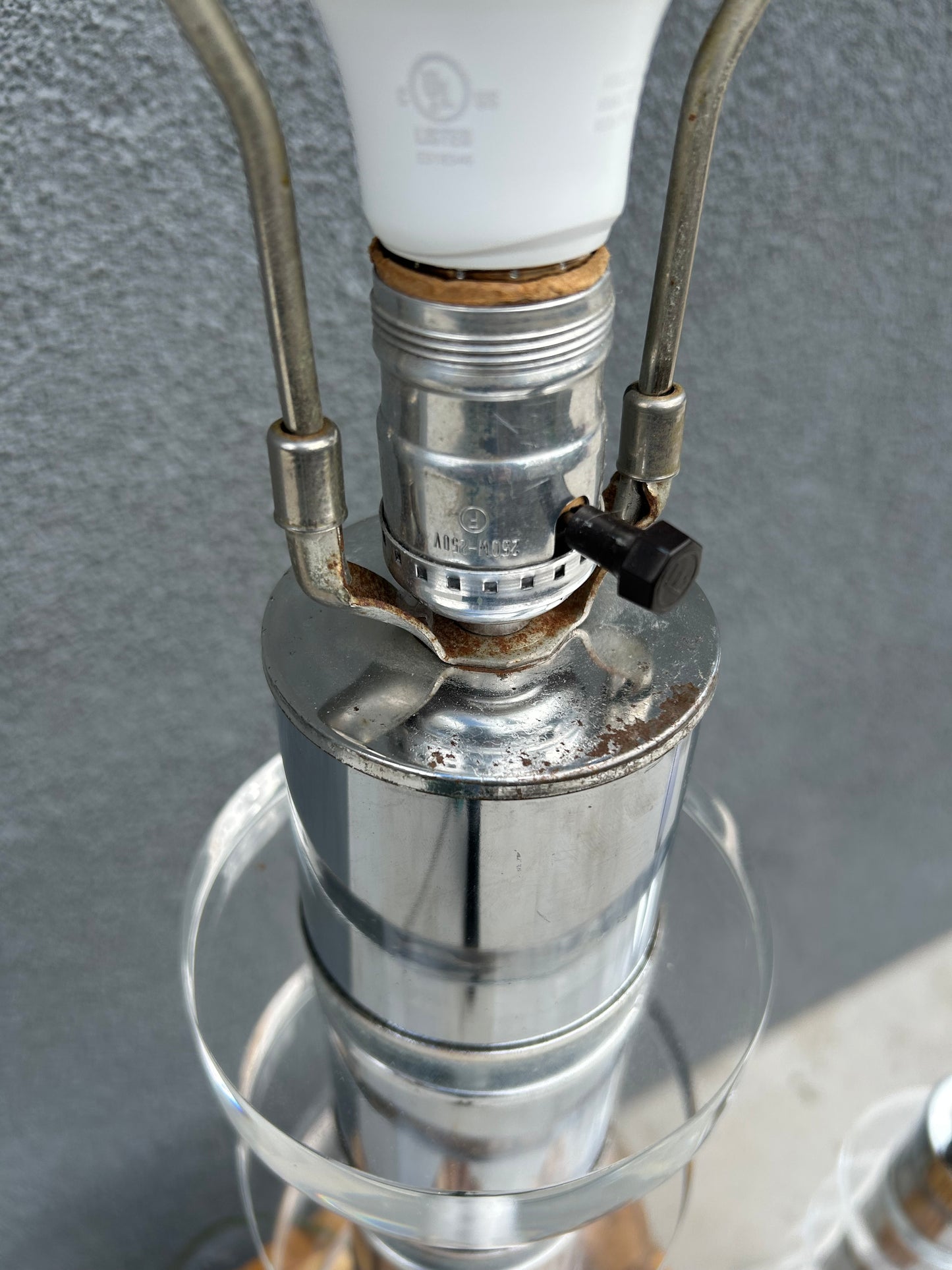 Lucite and Chrome Mid Century Table Lamps