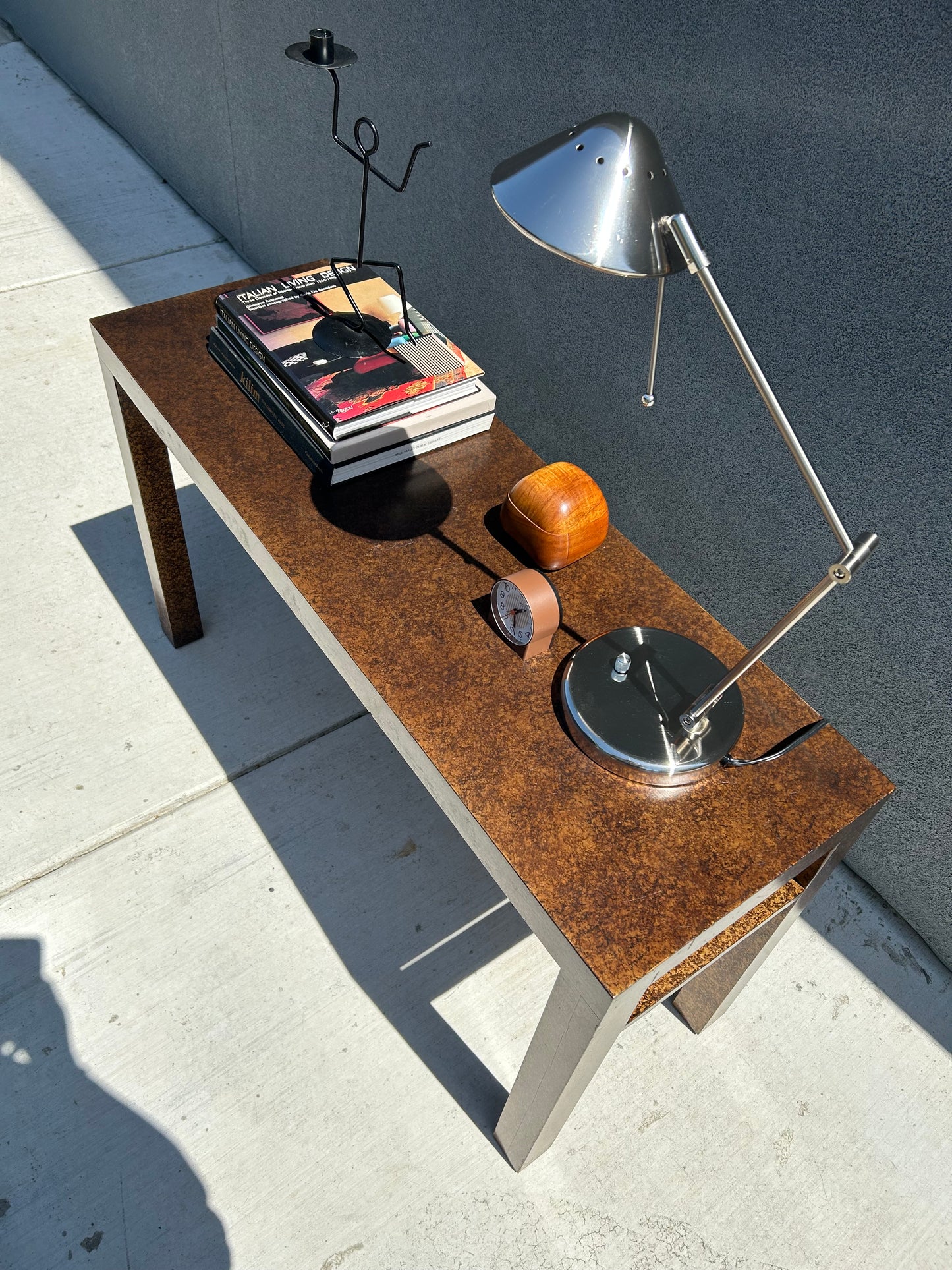 Henredon Mid Century Faux Tortoise Console Table