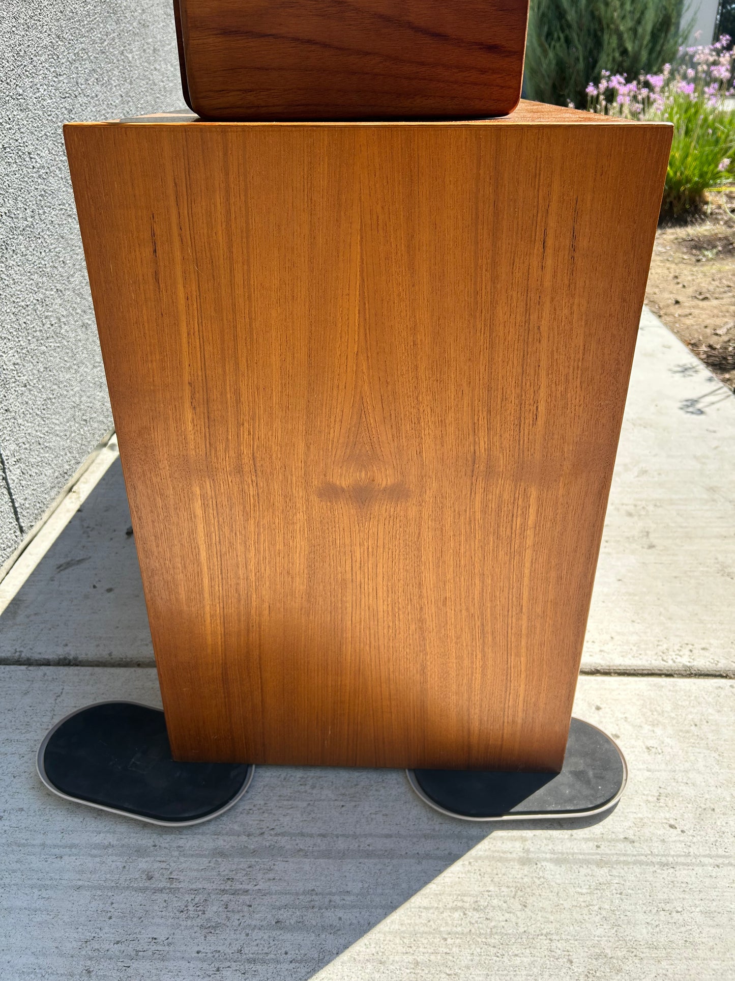 Mid Century Danish Sliding Door Teak Media Sideboard, by Feldballes Mobelfabrik of Denmark, Circa 1970s