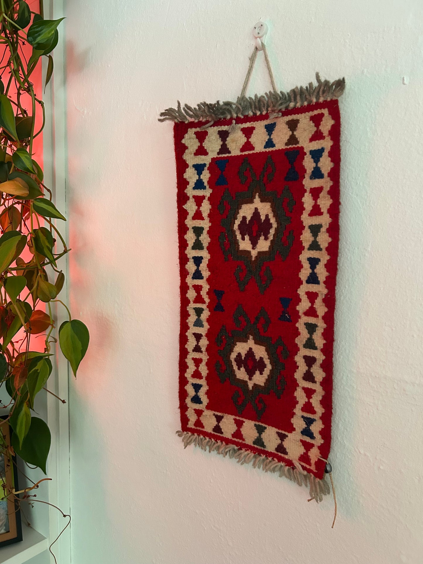 Vintage hand made wool tribal Knit Wall Hanging