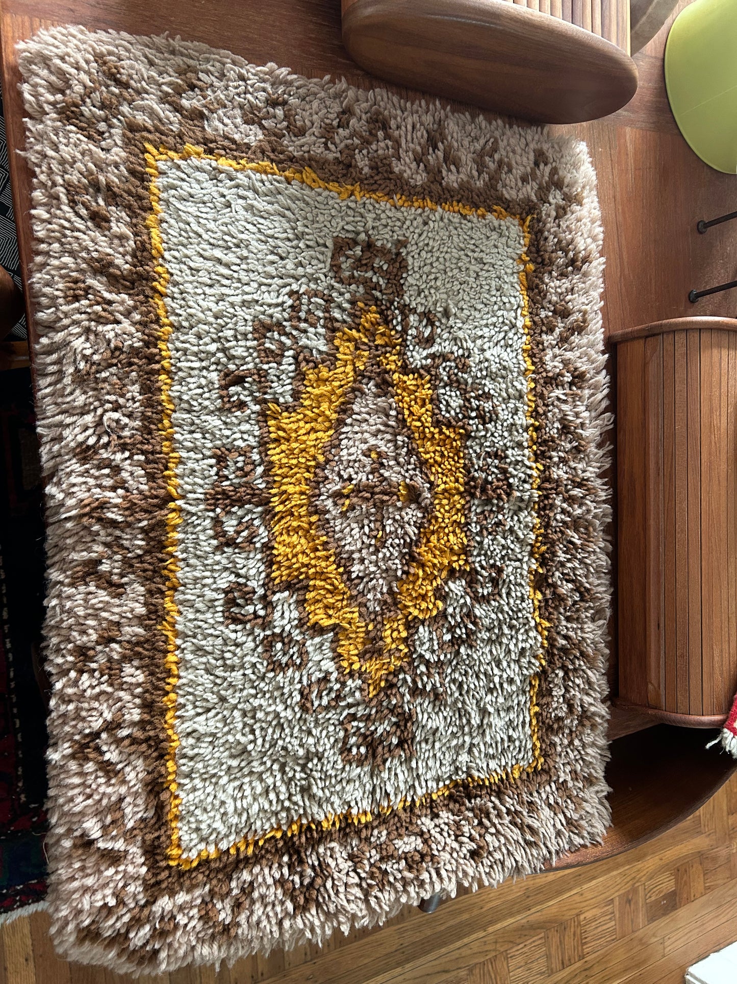 Vintage MCM Latch Hook Rug or Wall Hanging